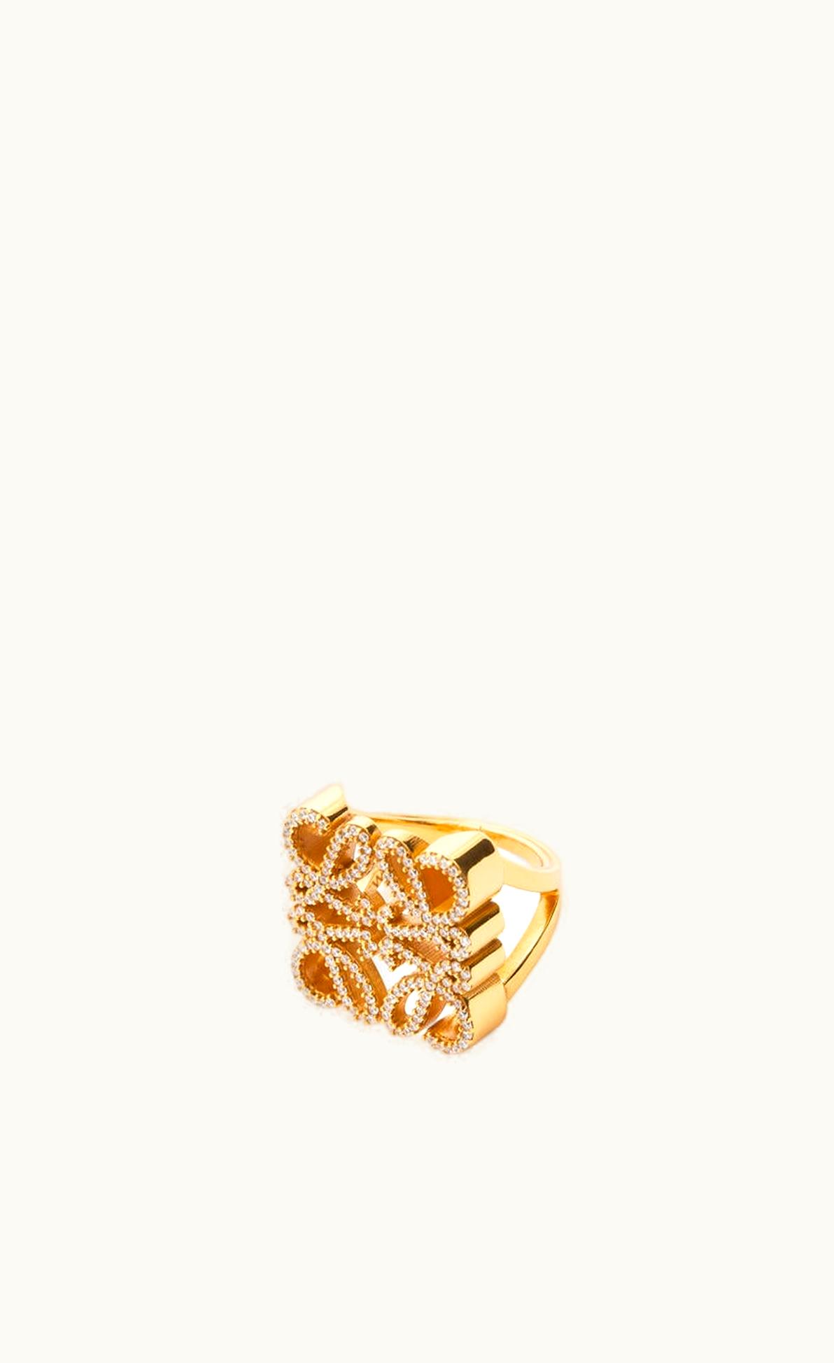 Loewe Loewe Pave Anagram Ring In Sterling Silver And Crystal