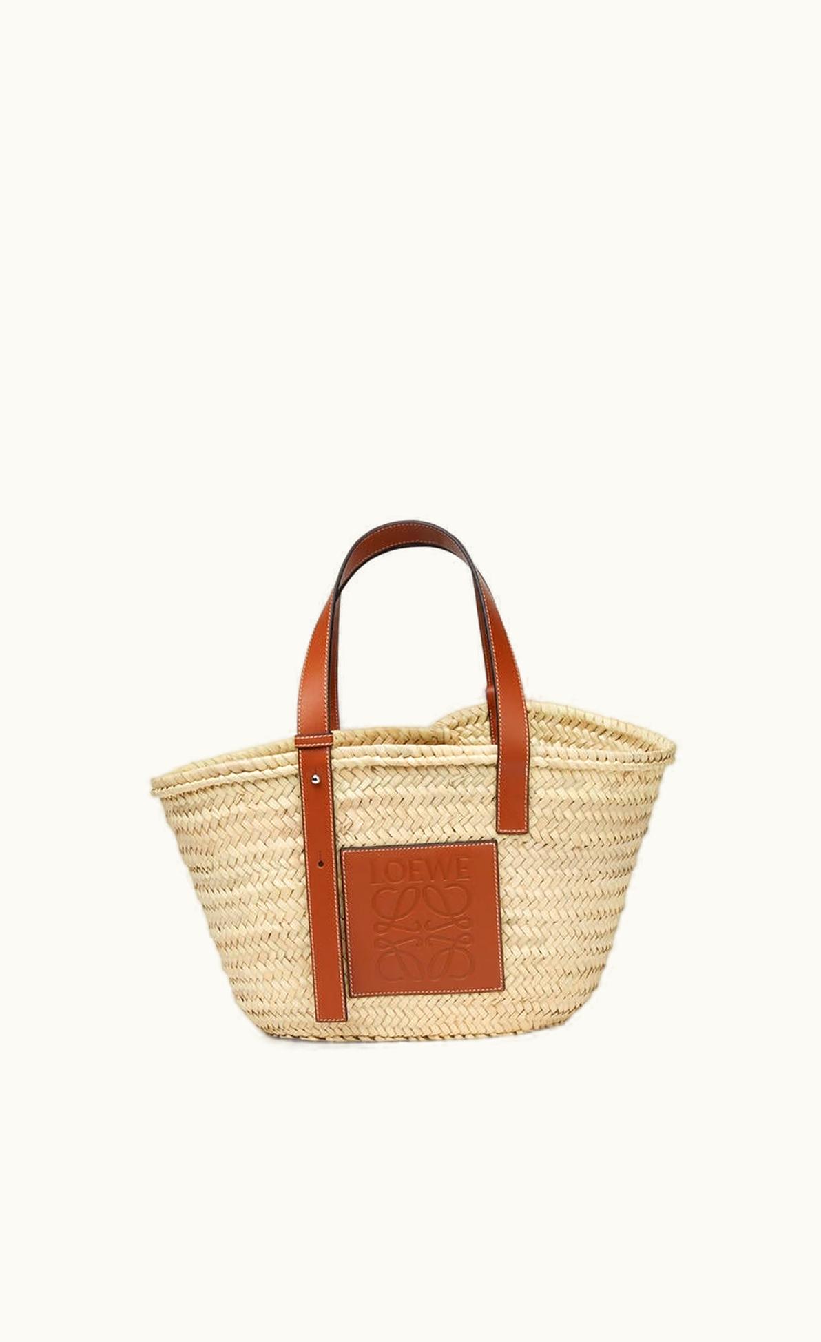 Loewe Loewe Basket Bag In Palm Leaf And Calfskin UZ0126473