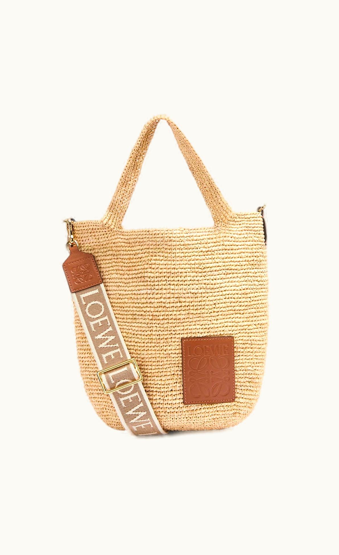 Loewe Loewe Mini Slit Bag In Raffia And Calfskin