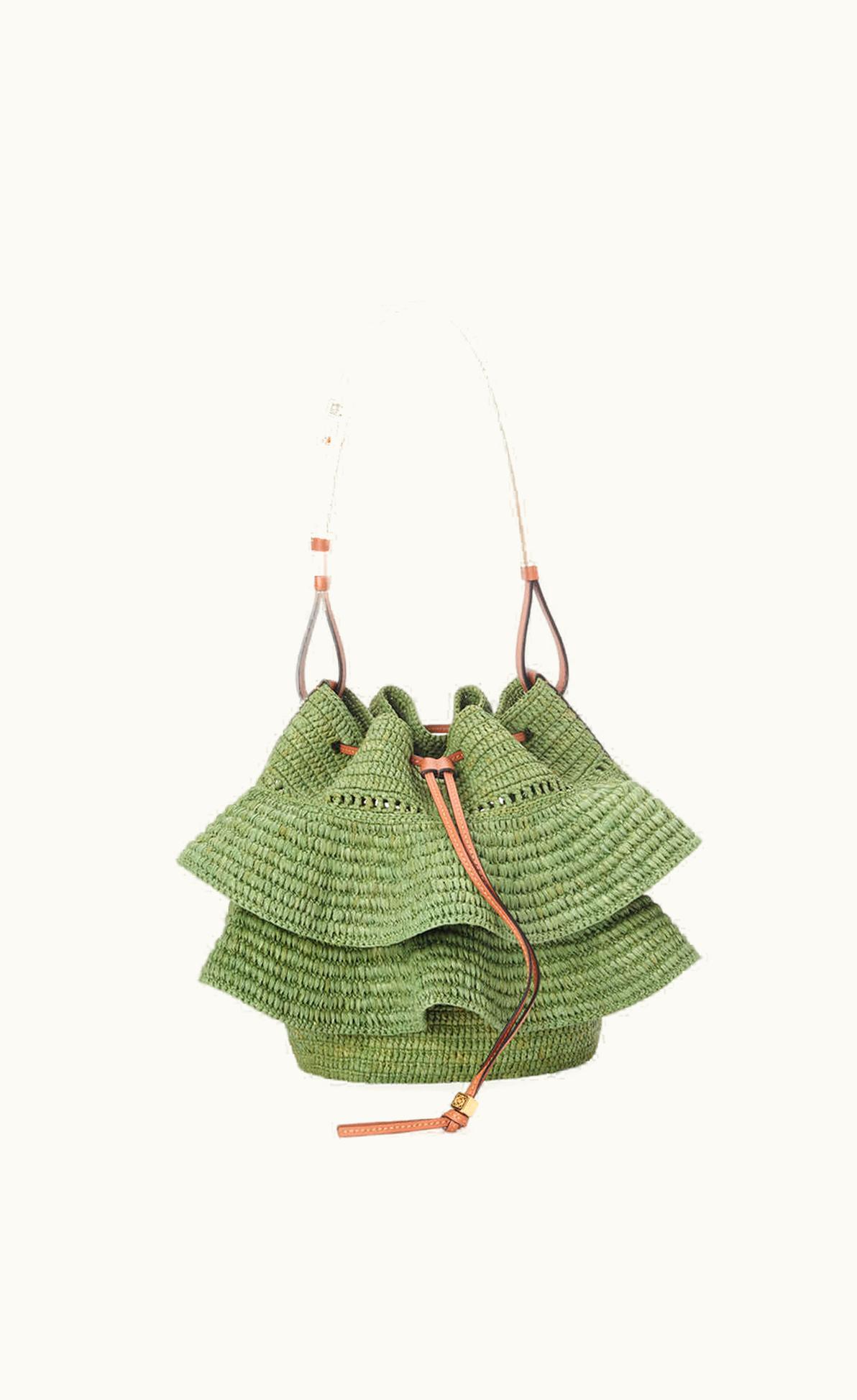 Loewe Loewe Balloon Ruffles Bag In Raffia And Calfskin UZ0126667