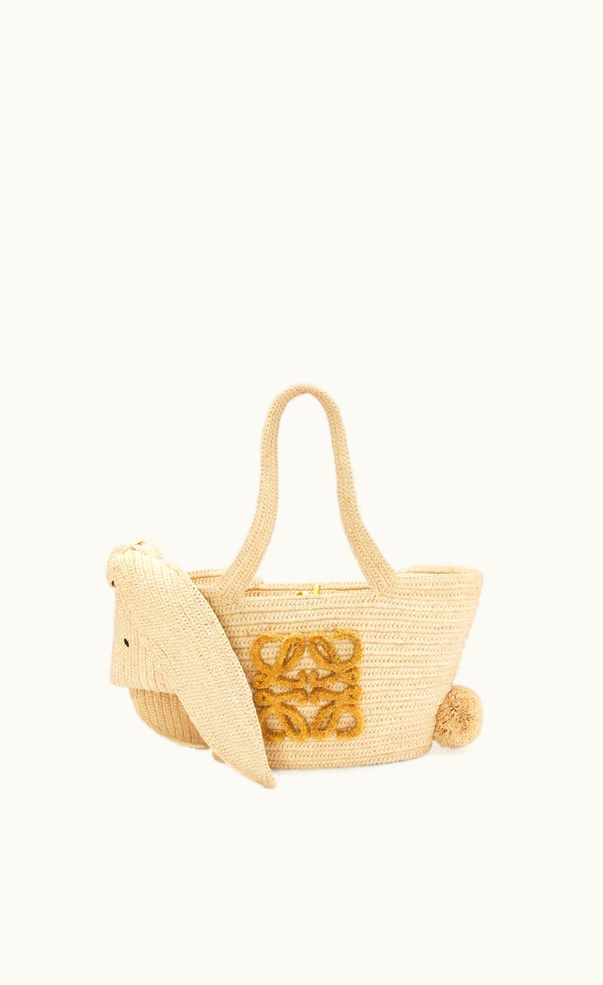 Loewe Loewe Small Bunny Basket Bag In Raffia And Calfskin