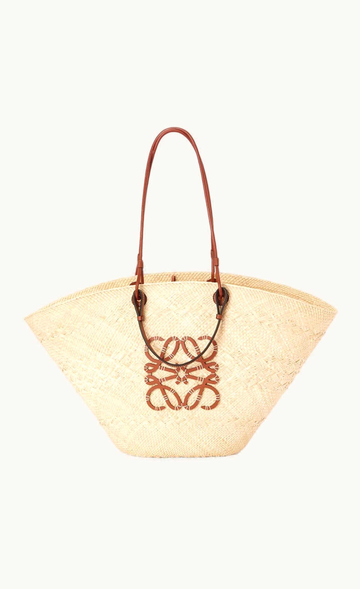 Loewe Loewe Large Anagram Basket Bag In Iraca Palm And Calfskin