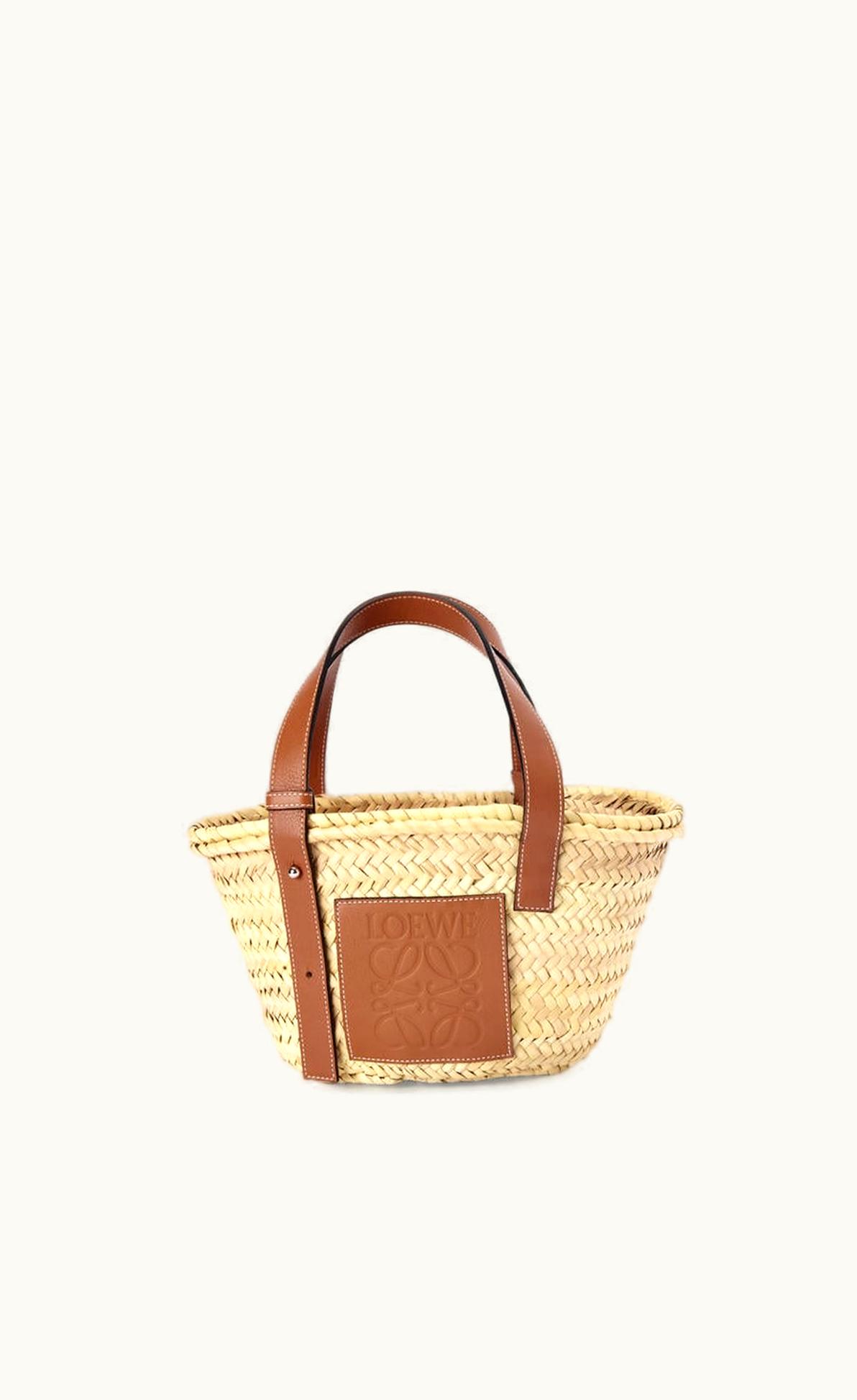 Loewe Loewe Small Basket Bag In Palm Leaf And Calfskin UZ0126988