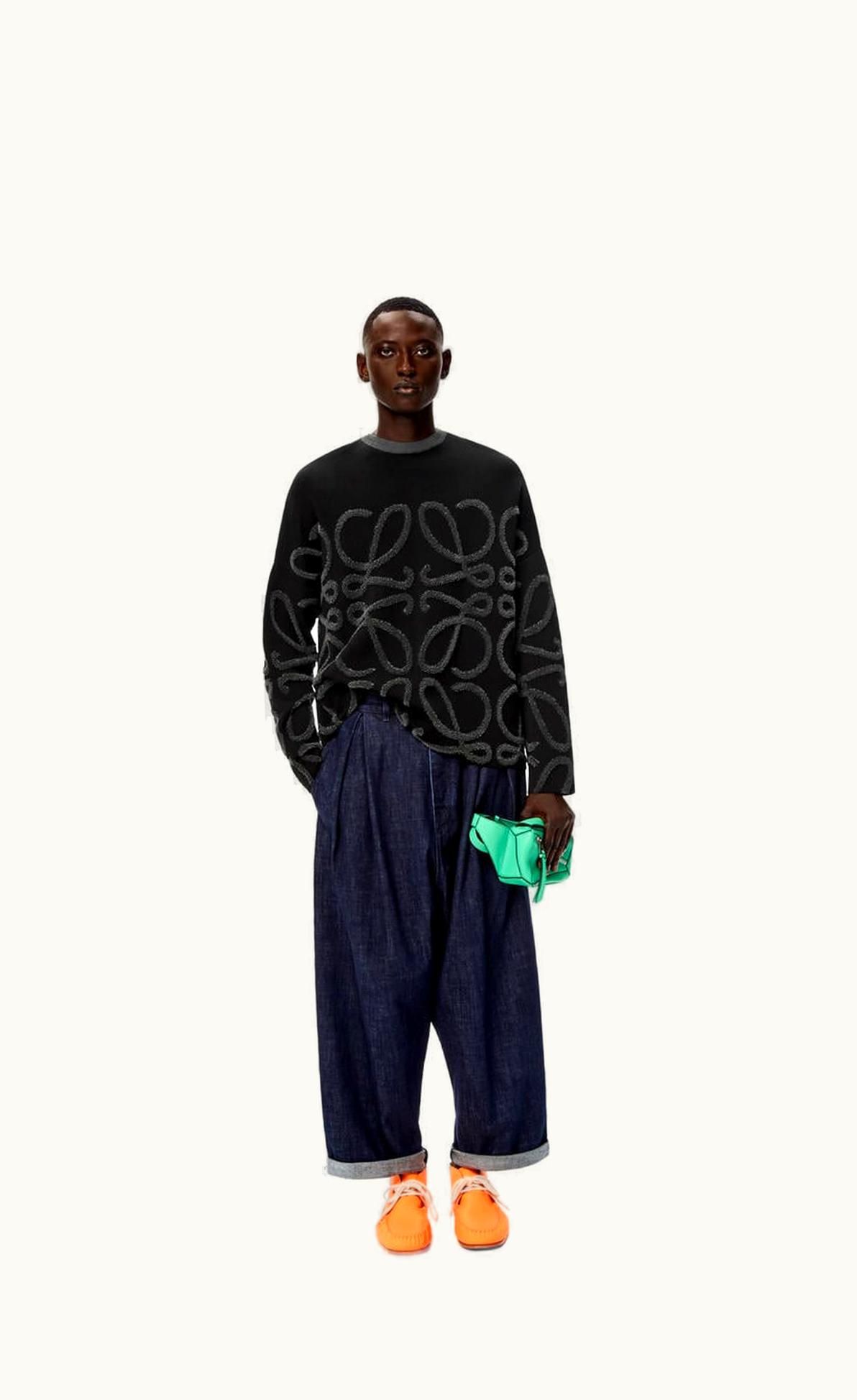 Loewe Loewe Anagram Jacquard Sweater In Cotton And Linen