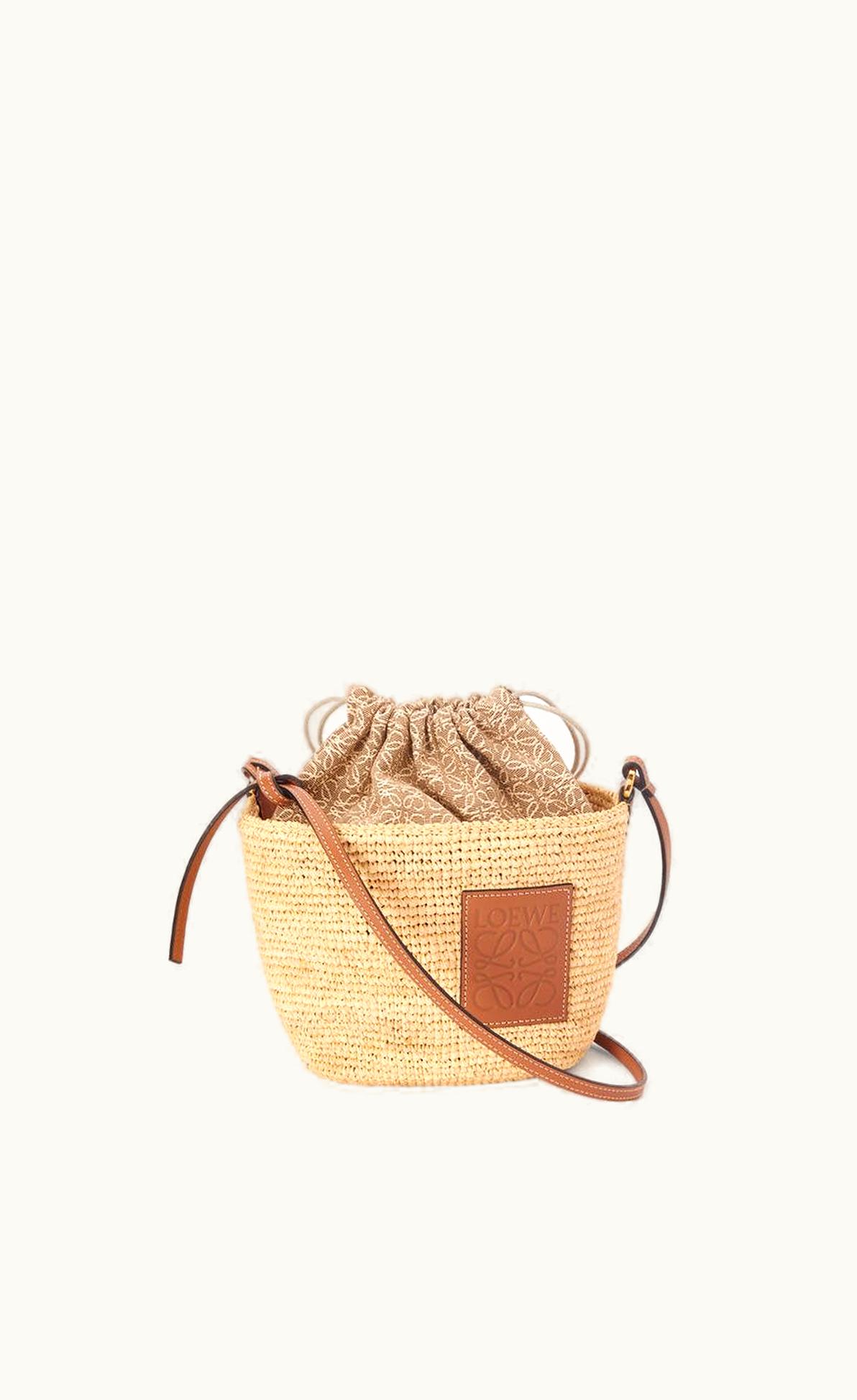 Loewe Loewe Pochette Bag In Raffia, Anagram Jacquard And Calfskin