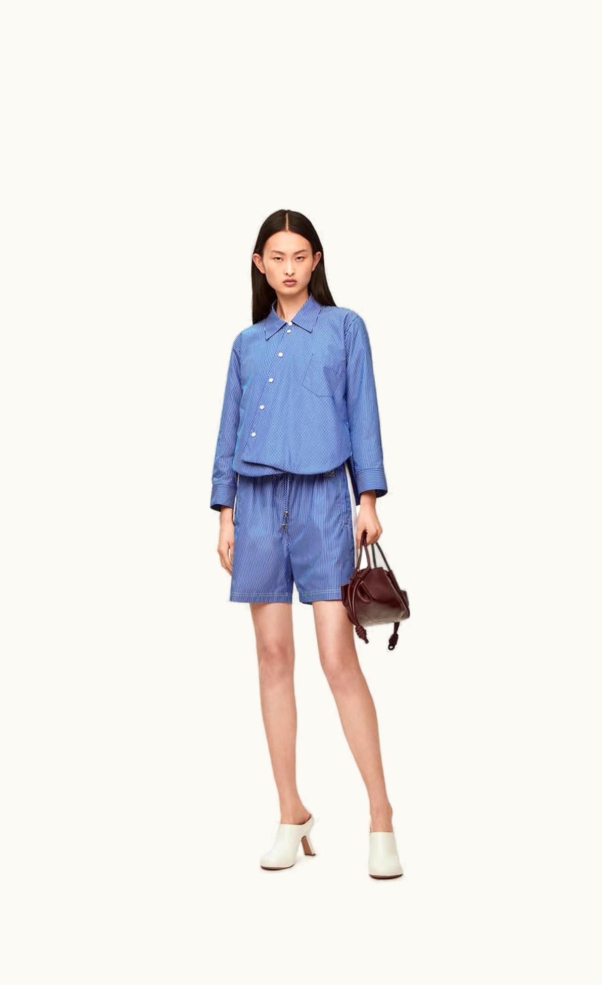 Loewe Loewe Padded Trapeze Shirt In Striped Cotton Poplin UZ0127433