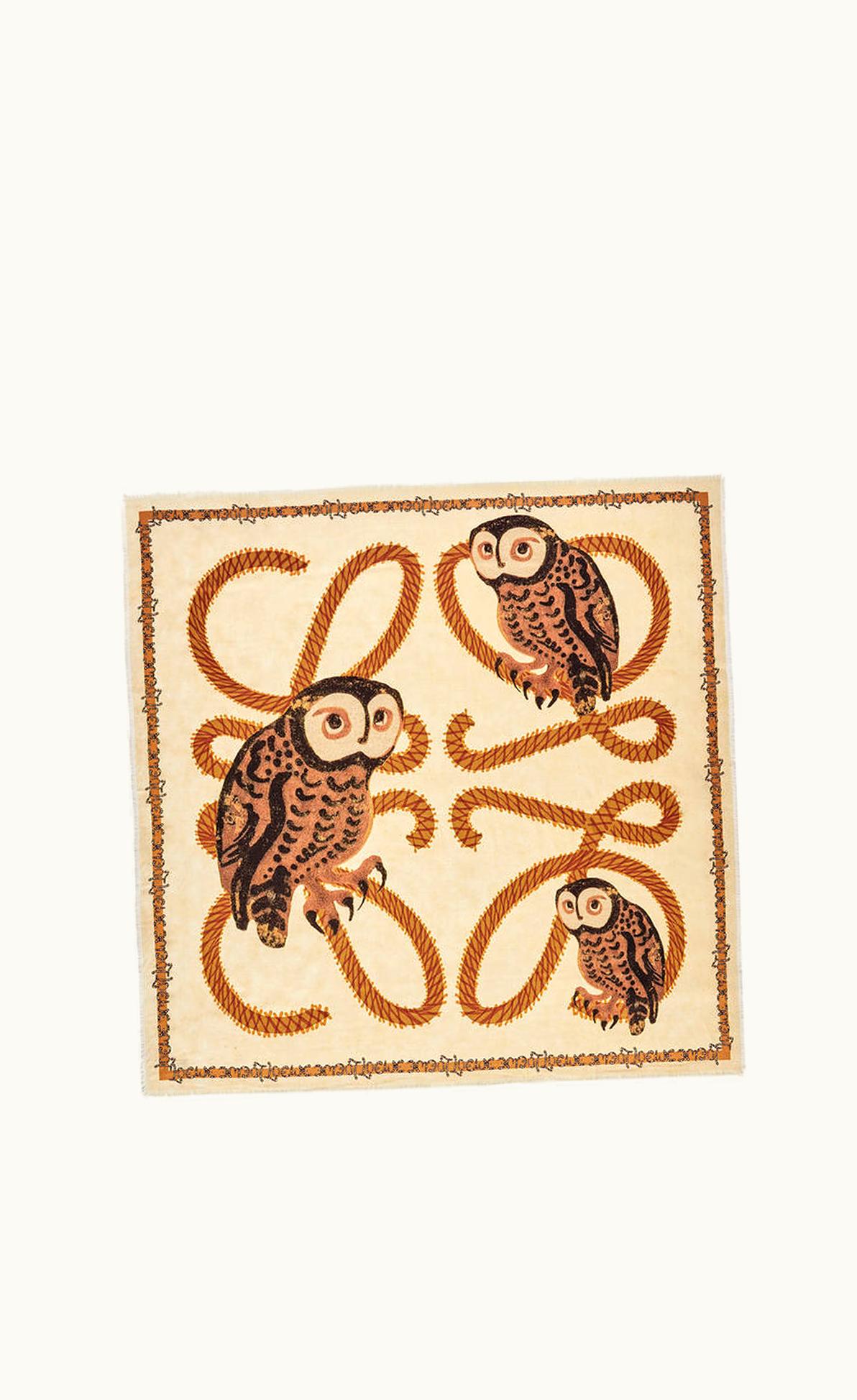 Loewe Loewe Owl Scarf In Wool, Cotton And Silk