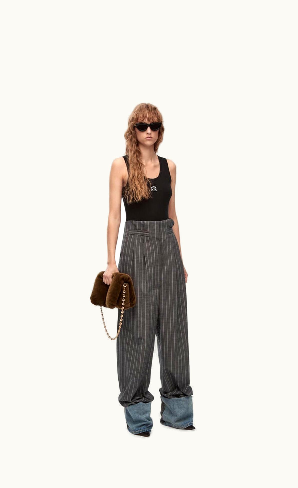 Loewe Loewe Stripe Wide Leg Trousers In Wool Blend