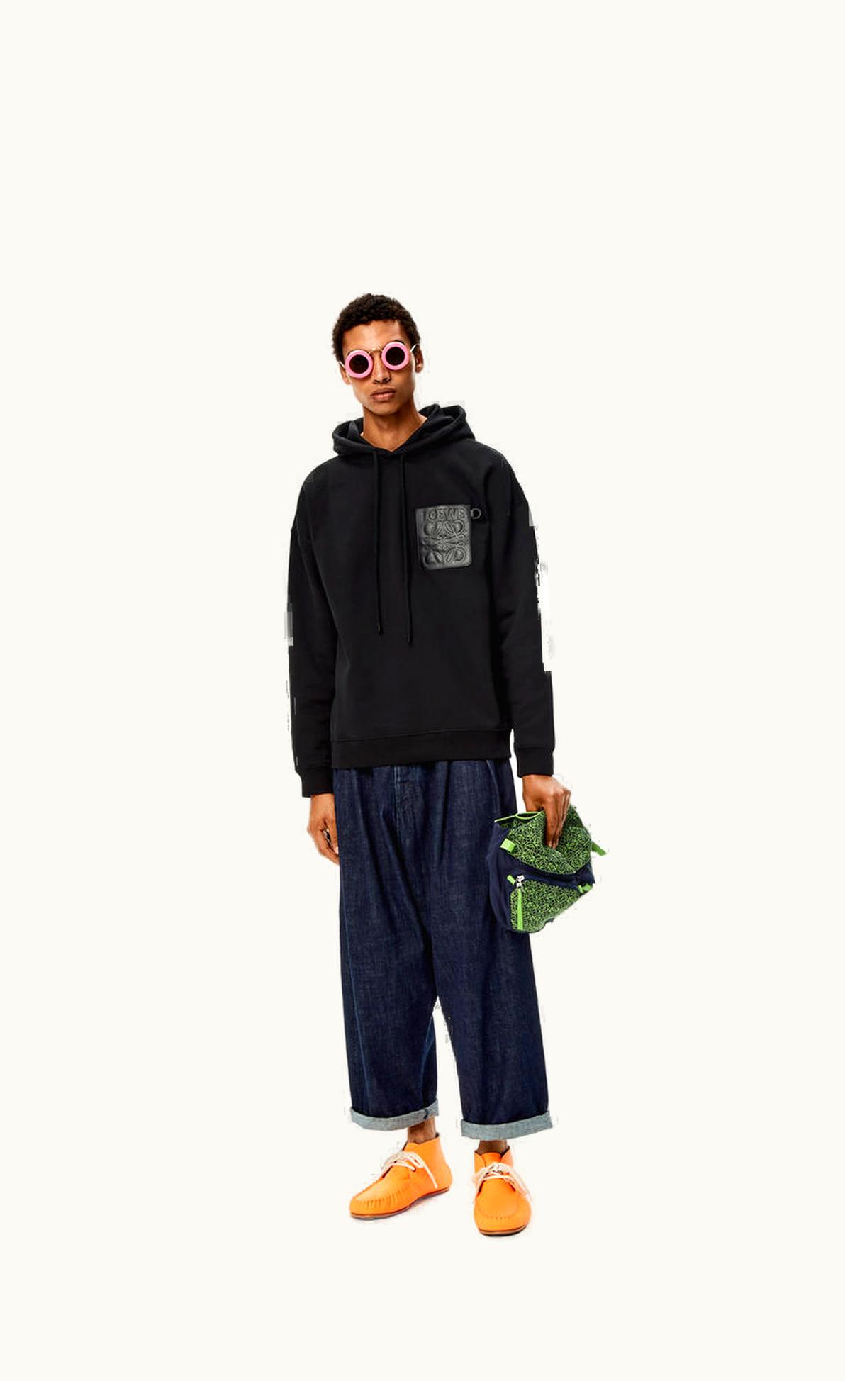 Loewe Loewe Anagram Leather Patch Hoodie In Cotton UZ0127727