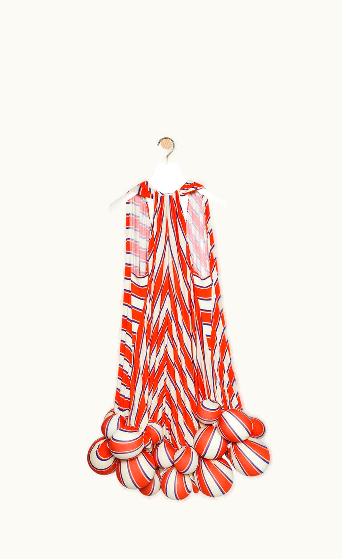 Loewe Loewe Stripe Pom Dress In Viscose