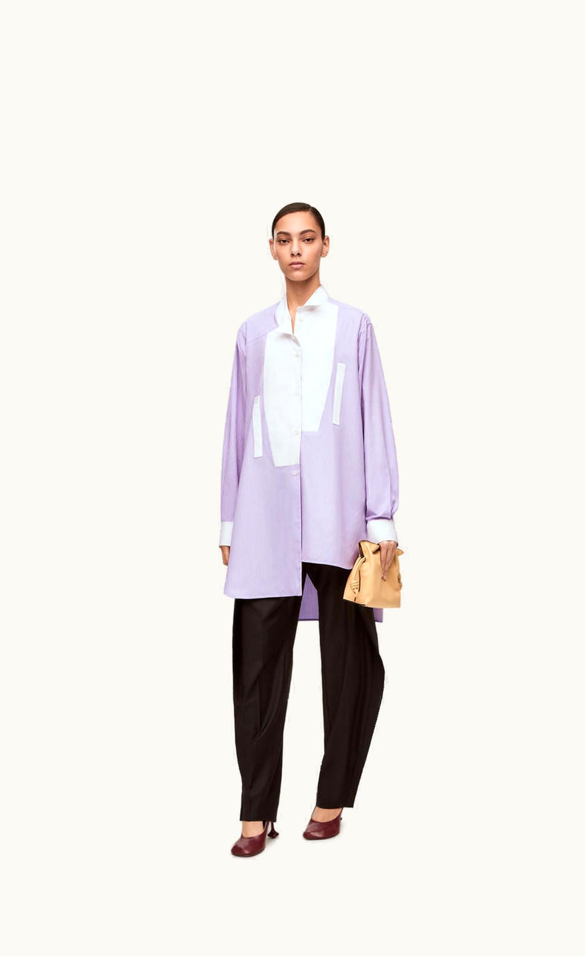 Loewe Loewe Striped Asymmetric Shirt In Striped Cotton Poplin UZ0128379