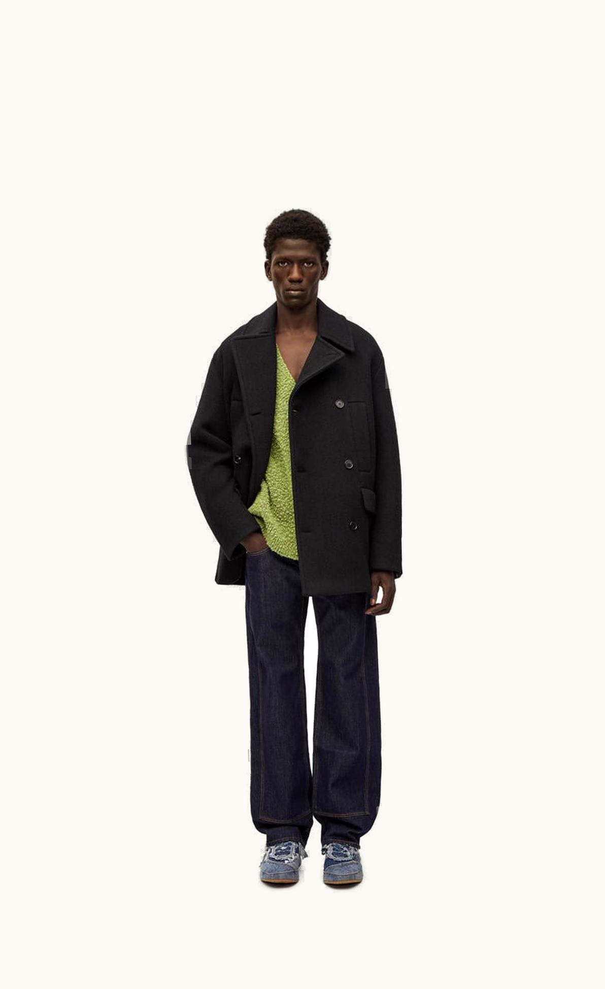 Loewe Loewe Relaxed Peacoat In Wool And Shearling UZ0128390