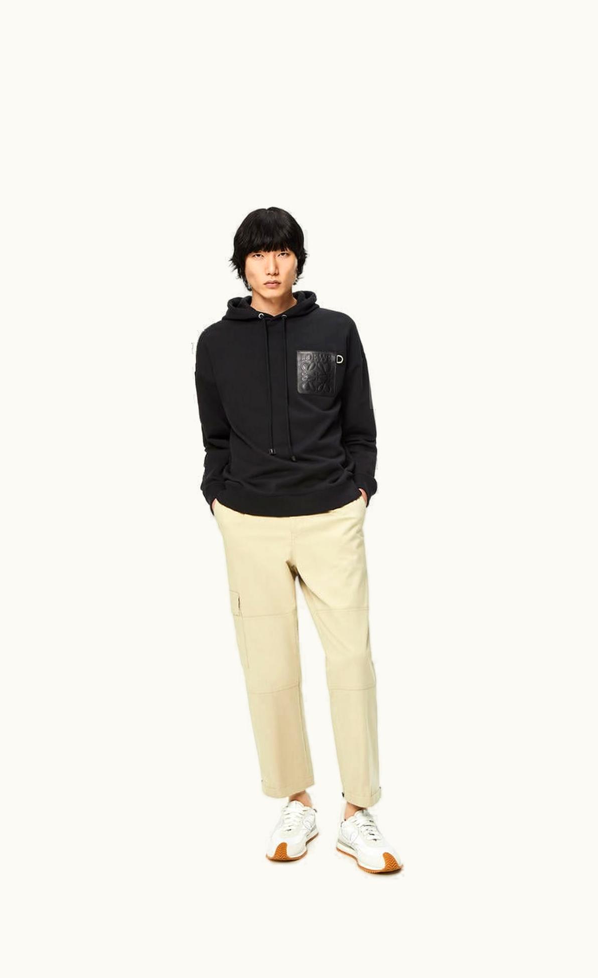 Loewe Loewe Anagram Leather Patch Hoodie In Cotton UZ0128528