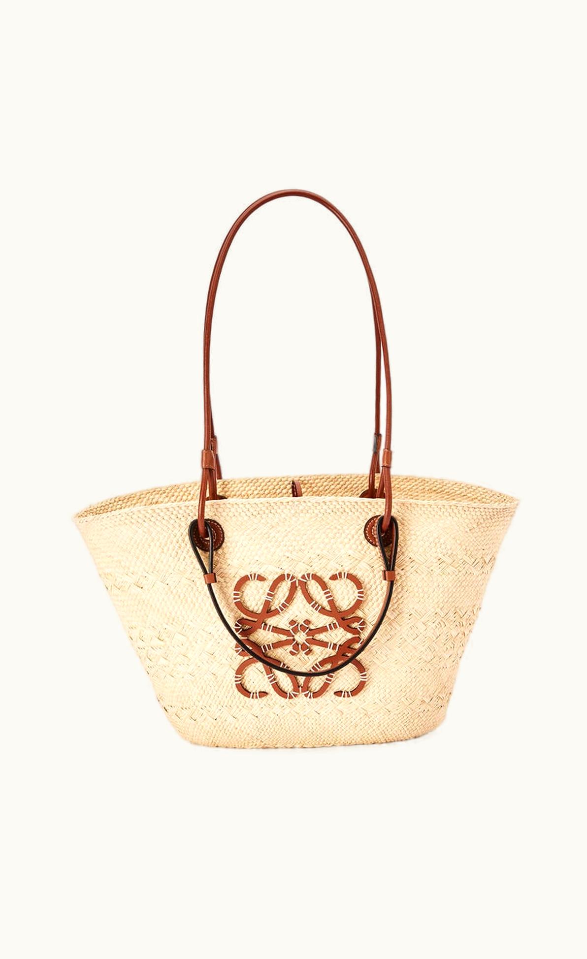 Loewe Loewe Anagram Basket Bag In Iraca Palm And Calfskin UZ0128766