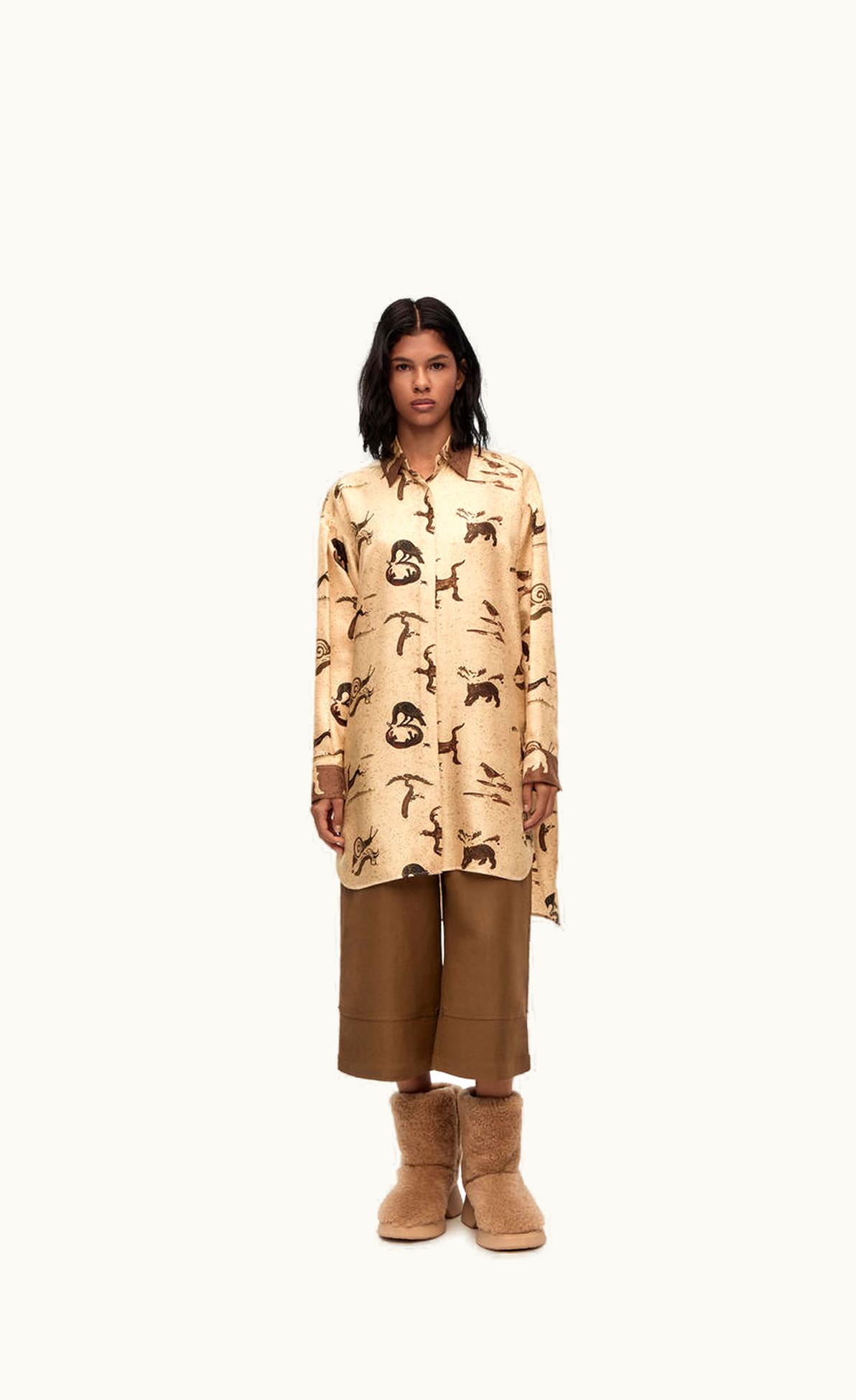 Loewe Loewe Animal Print Oversize Shirt In Silk
