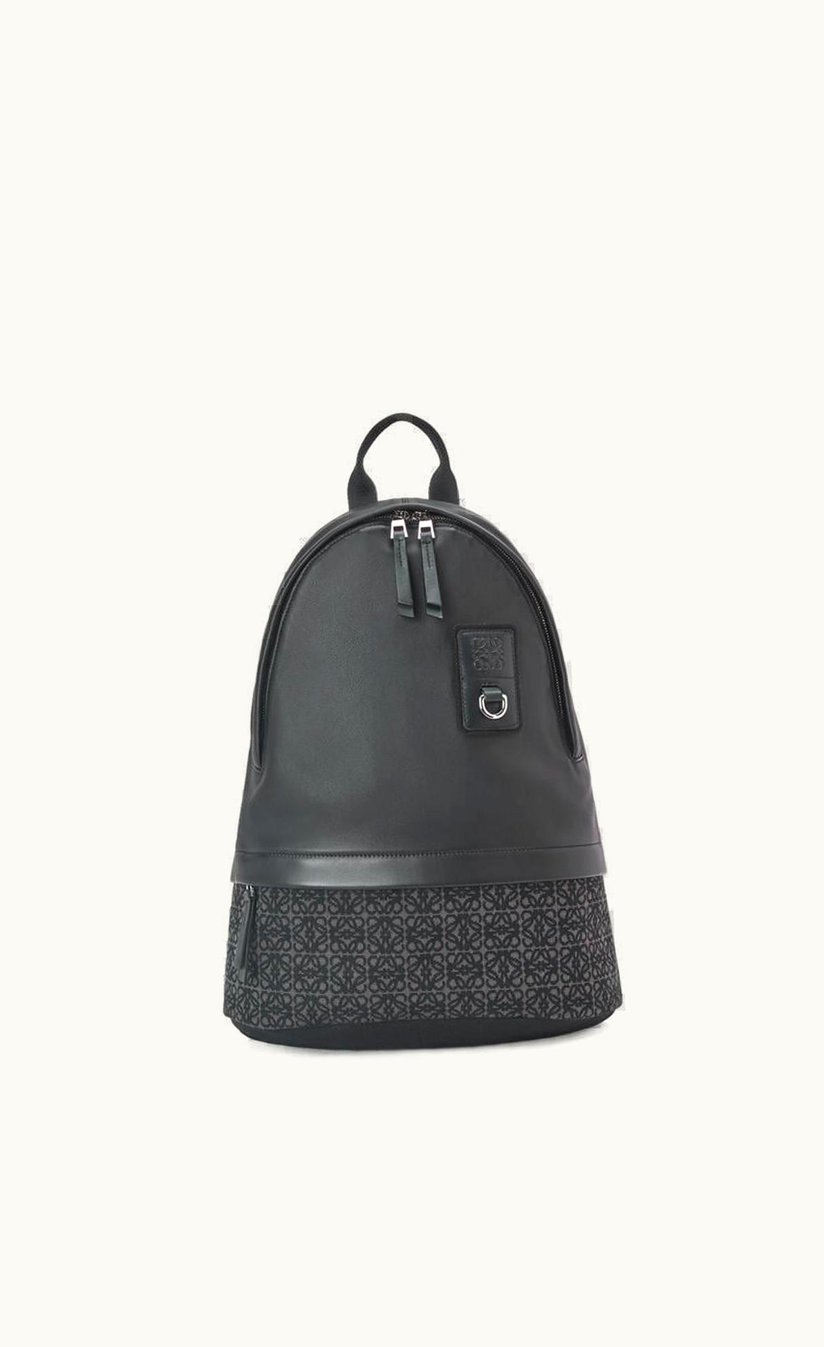 Loewe Loewe Round Slim Backpack In Calfskin And Anagram Jacquard
