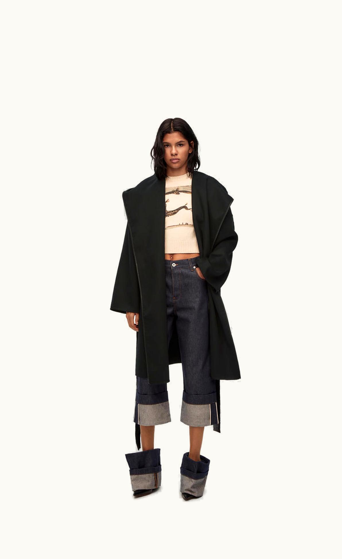 Loewe Loewe Short Hooded Coat In Wool And Cashmere UZ0129100