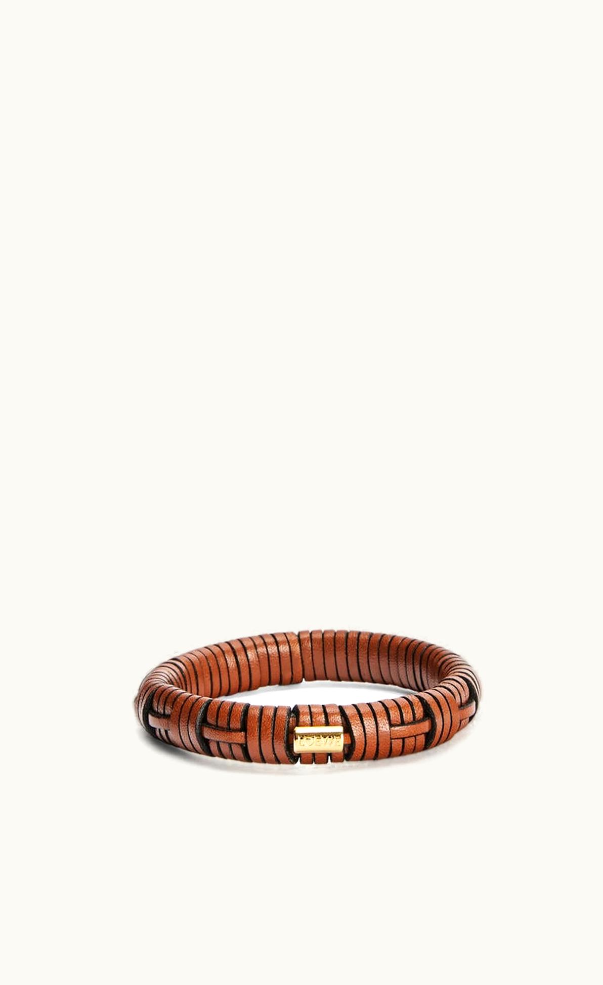 Loewe Woven Bangle In Brass And Classic Calfskin UZ0129385