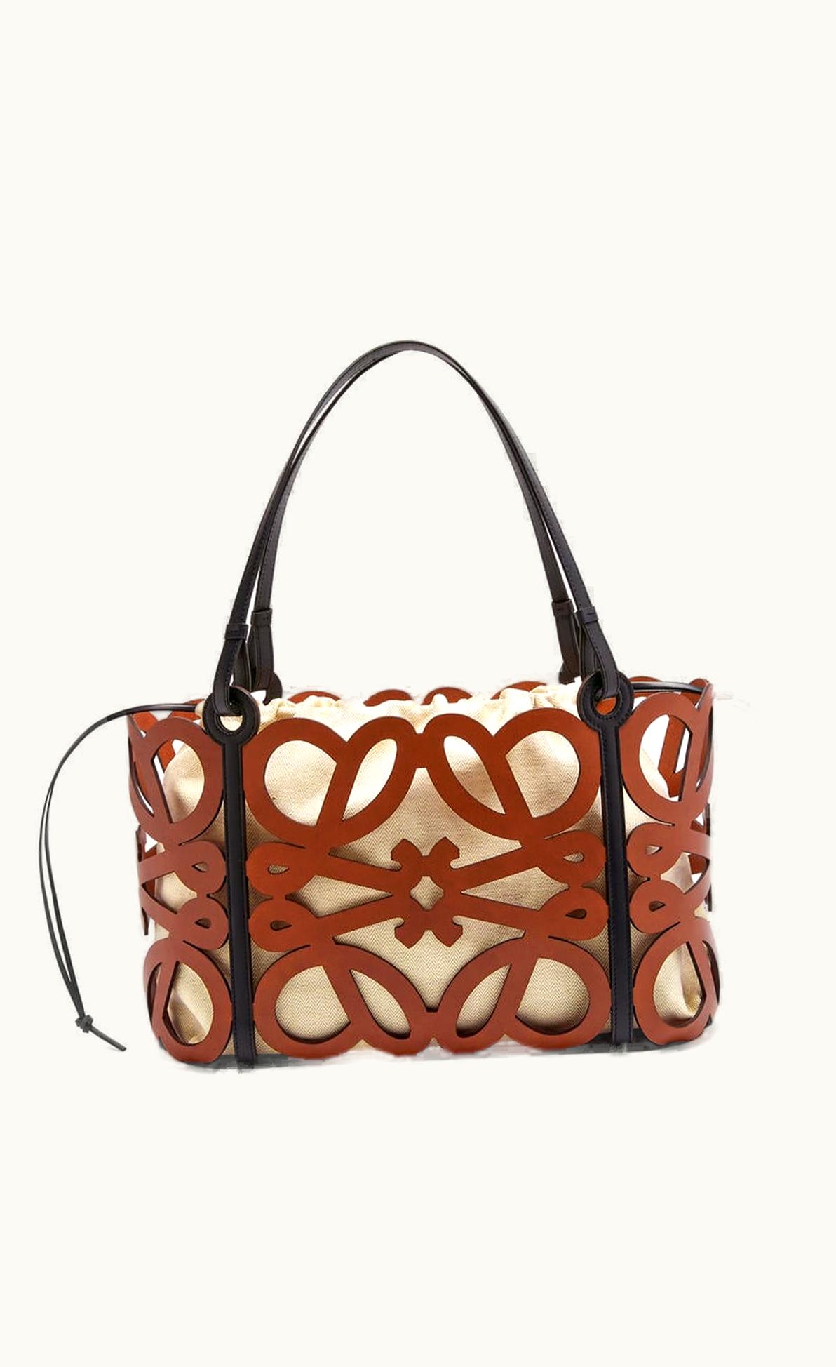 Loewe Anagram Cut-Out Tote In Calfskin