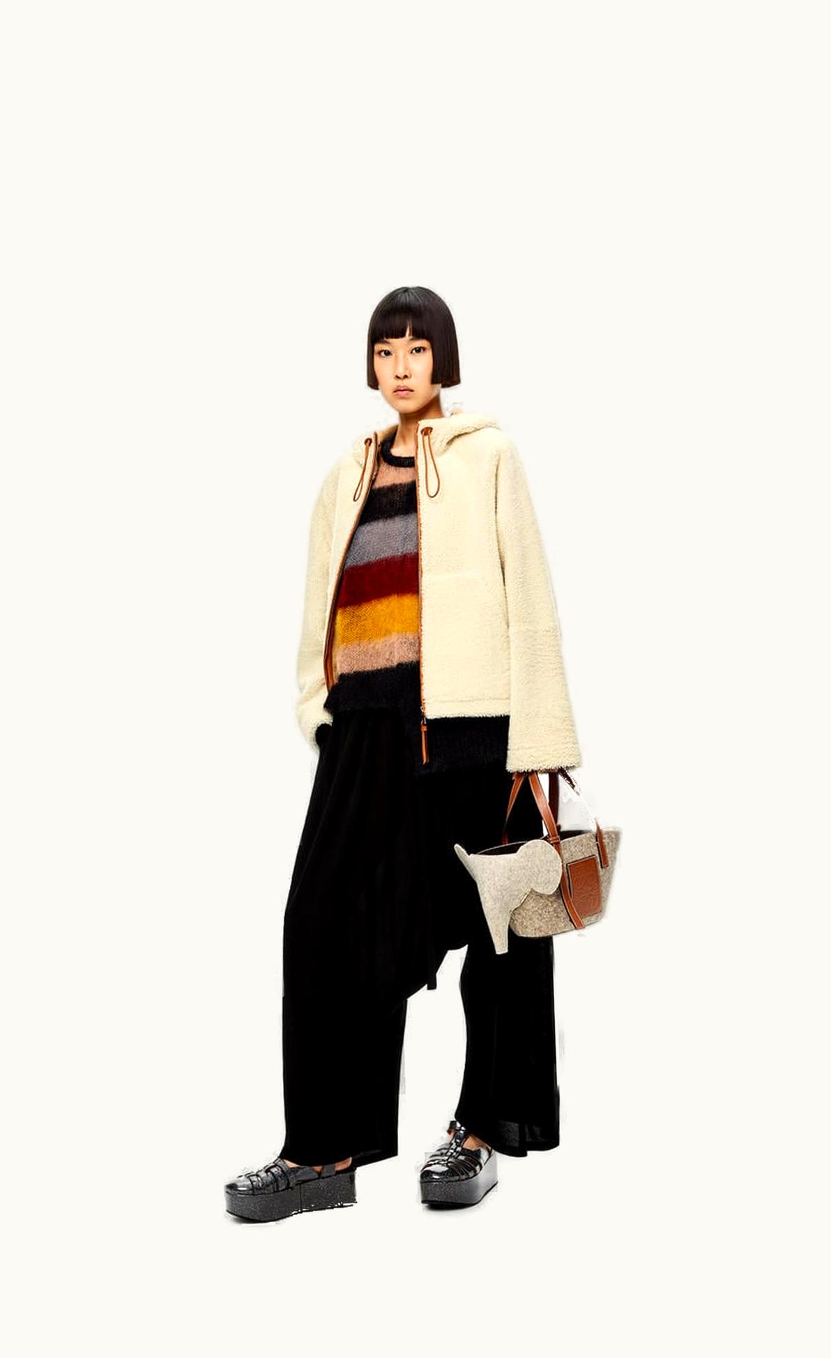 Loewe Hooded Zip Jacket In Shearling UZ0129580