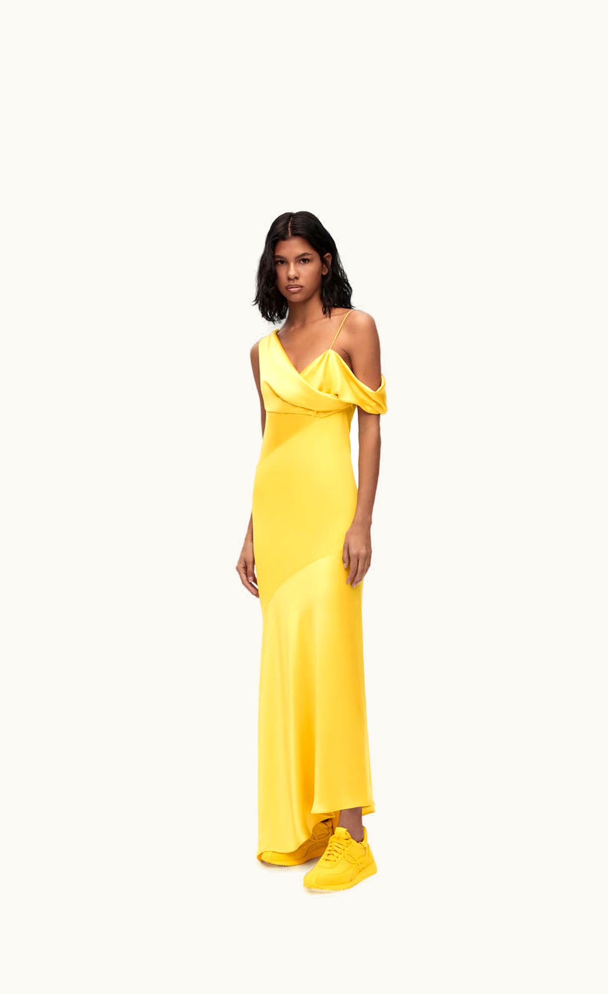 Loewe Draped Dress In Satin And Crepe Jersey UZ0129647