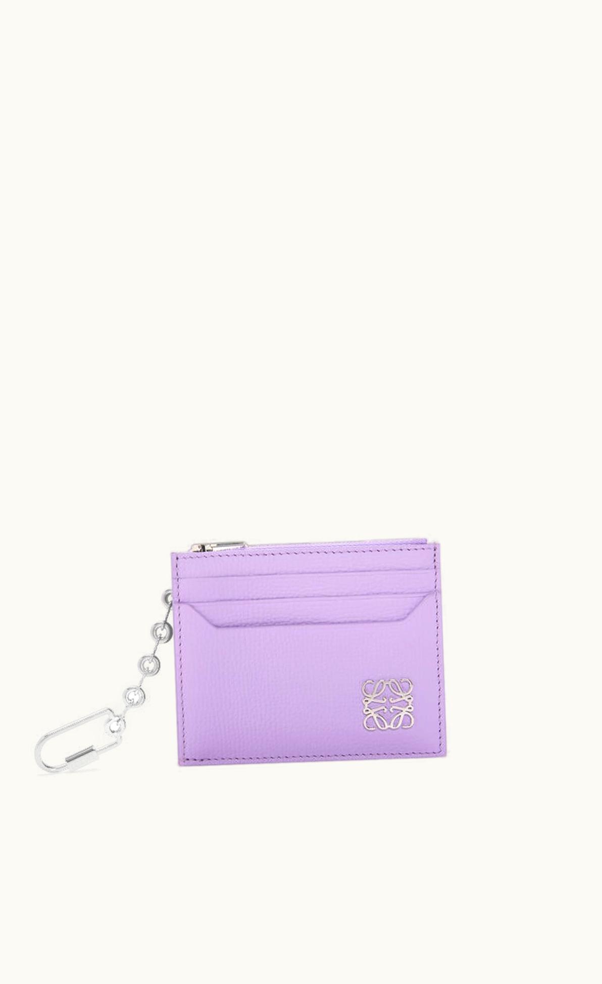 Loewe Anagram Square Cardholder In Pebble Grain Calfskin With Chain UZ0129648