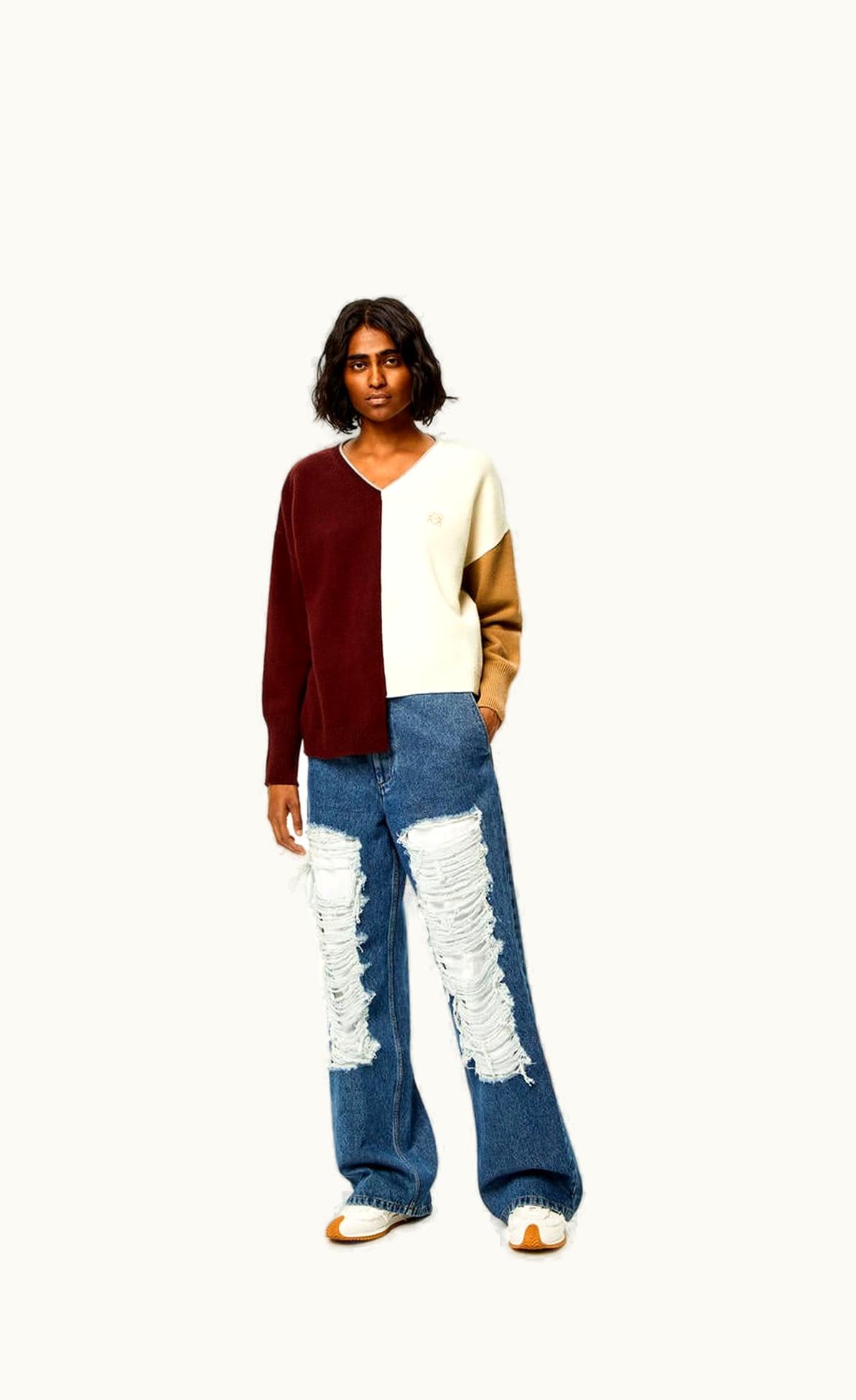 Loewe Anagram Asymmetric Sweater In Wool