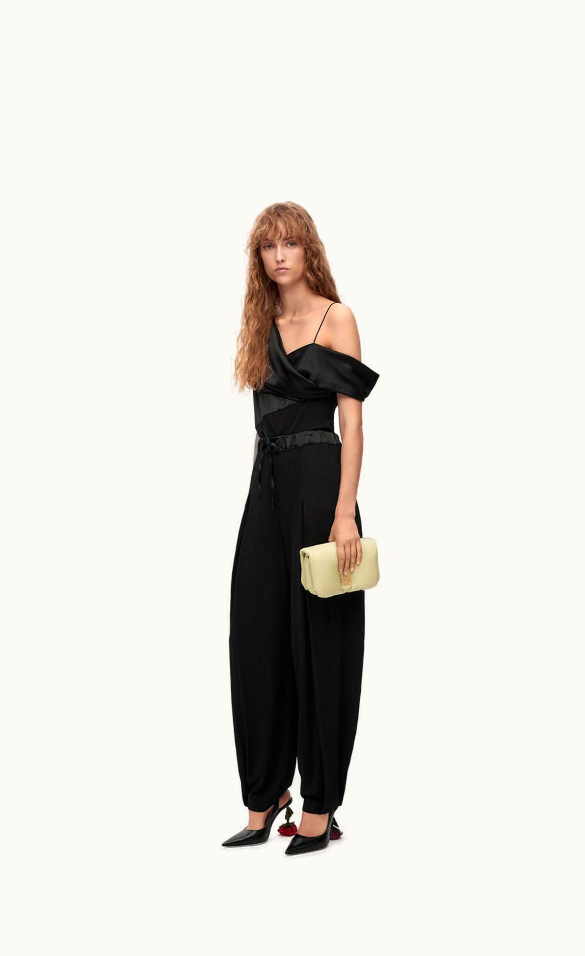Loewe Draped Top In Satin And Crepe Jersey