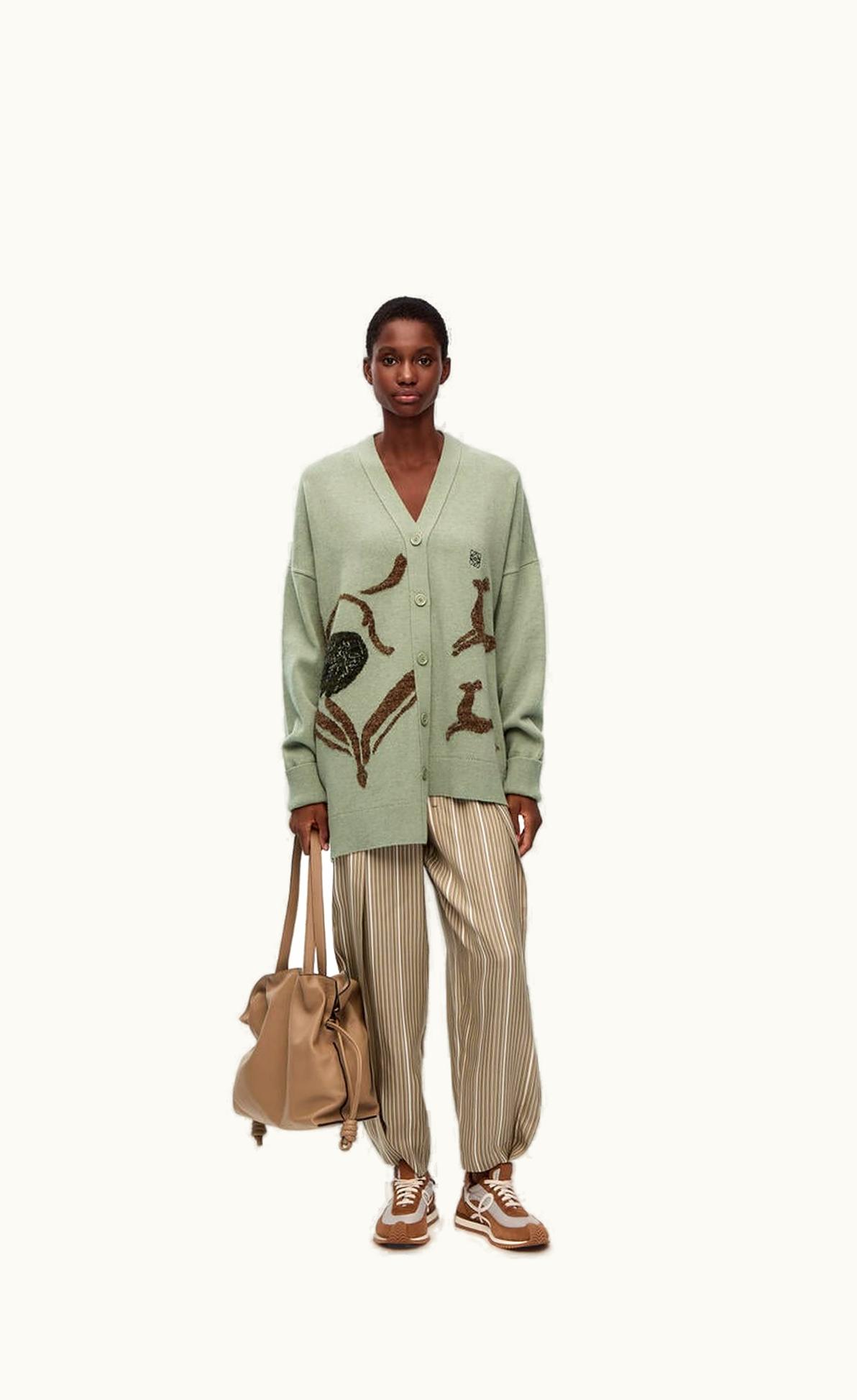 Loewe Asymmetric Deer Cardigan In Wool