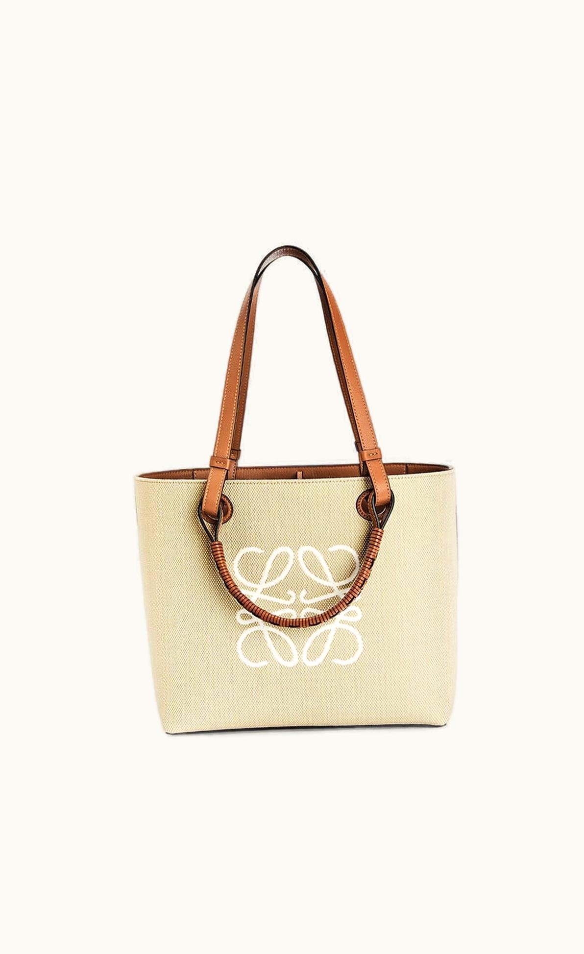 Loewe Small Anagram Tote Bag In Jacquard And Calfskin