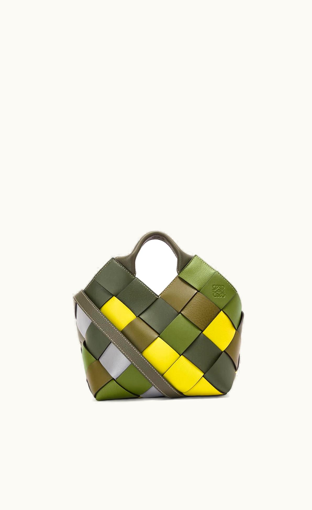 Loewe Small Surplus Leather Woven Basket Bag In Classic Calfskin