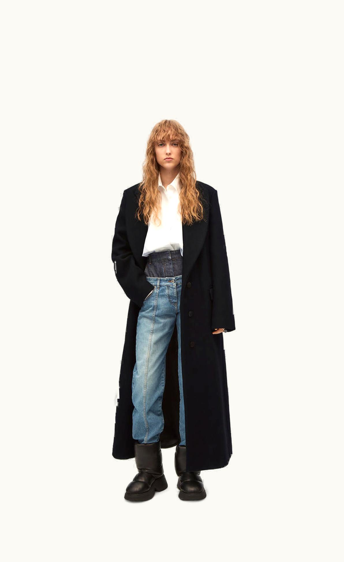 Loewe Single Breasted Coat In Wool And Cashmere UZ0129854