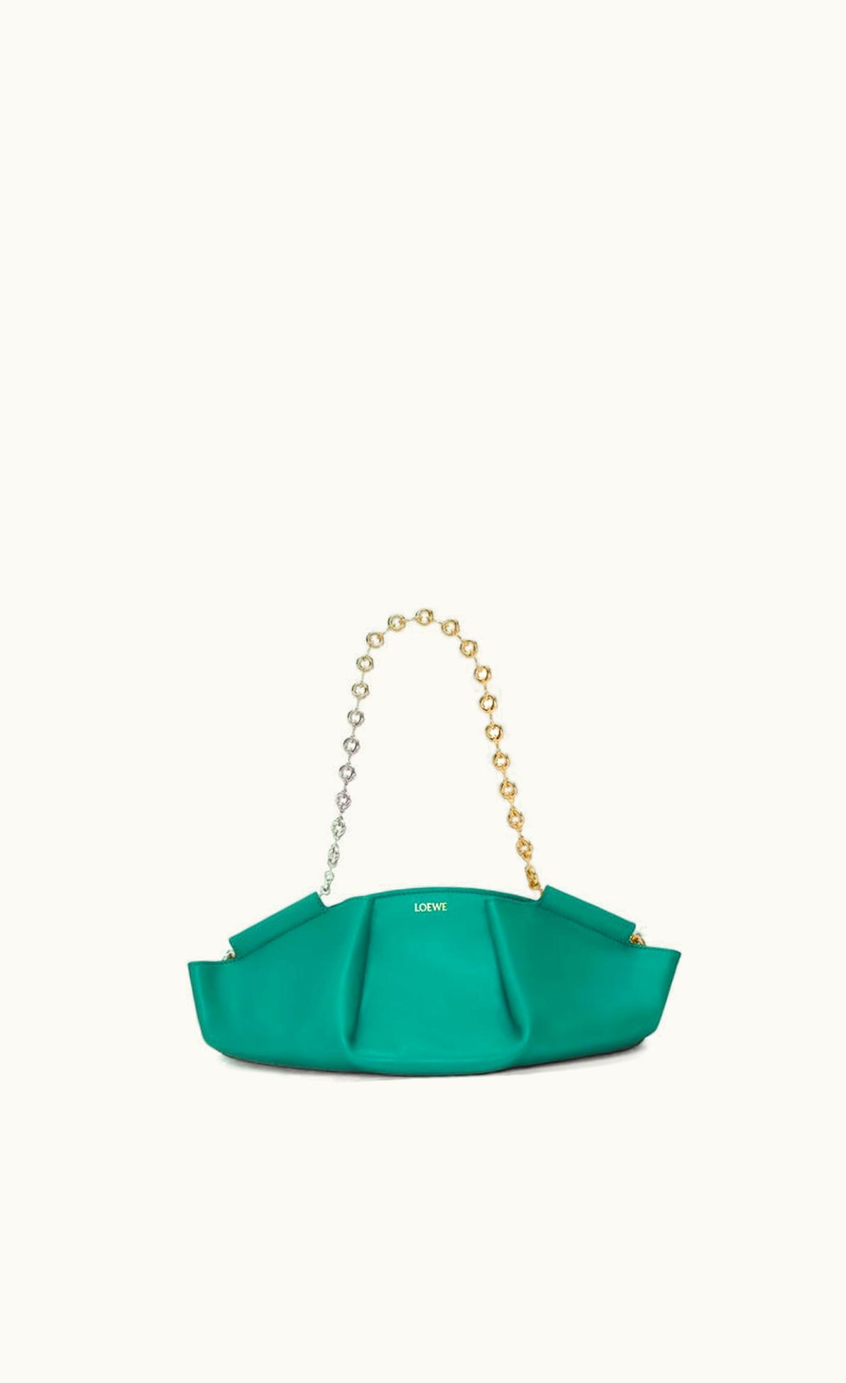 Loewe Small Paseo Bag In Shiny Nappa Calfskin With Chain UZ0129957