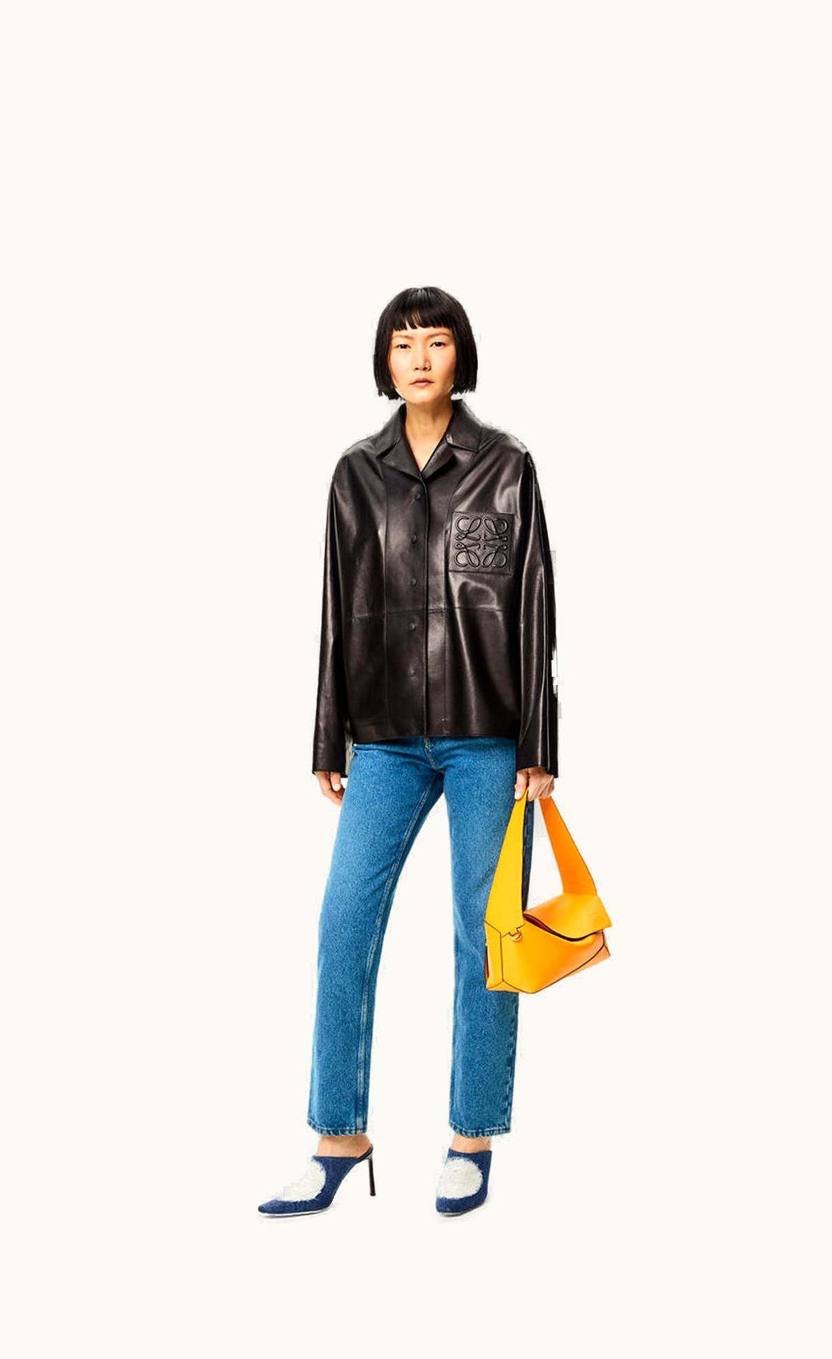 Loewe Anagram Pocket Tapered Jeans In Stone Washed Denim