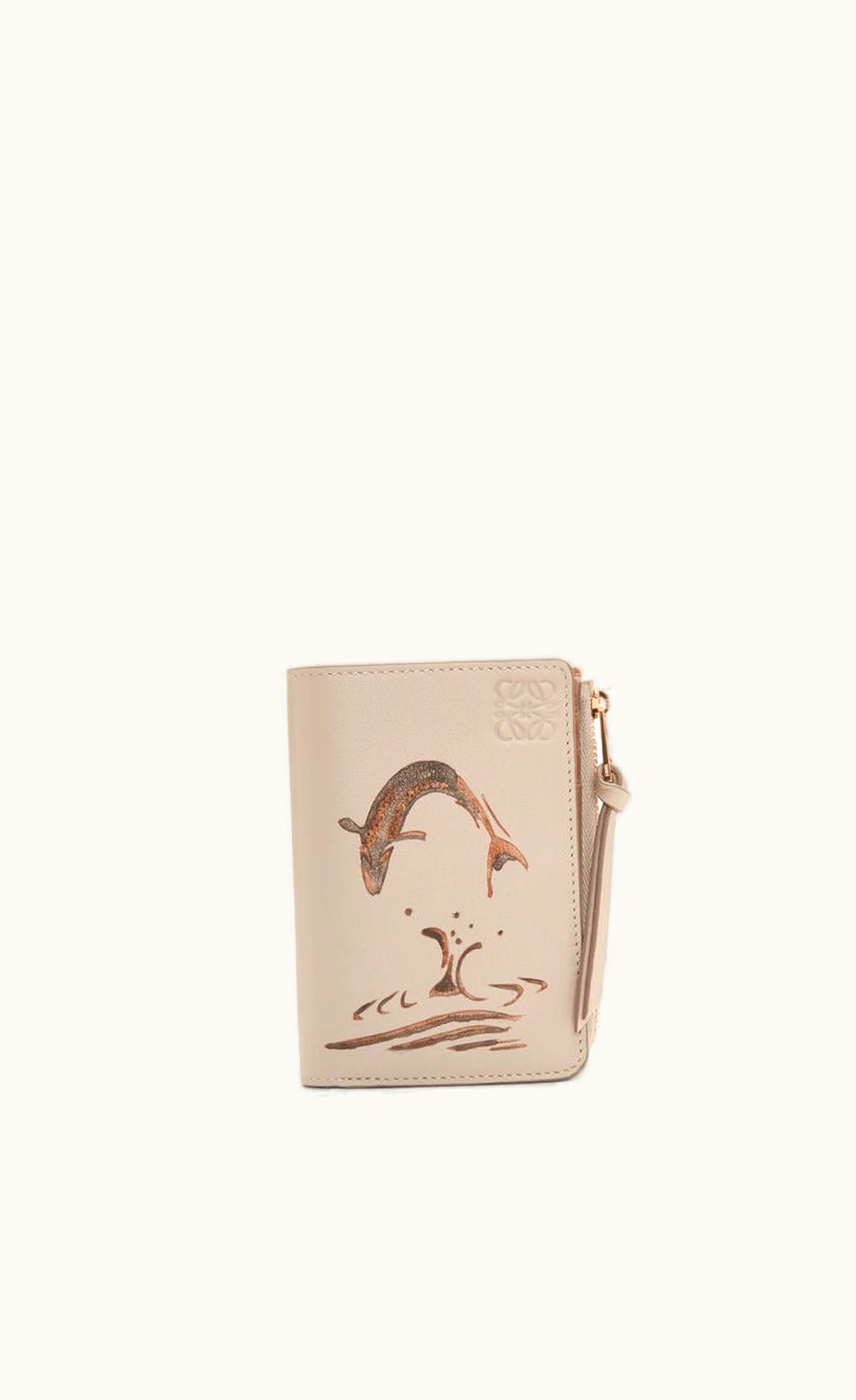 Loewe Fish Slim Zip Wallet In Classic Calfskin