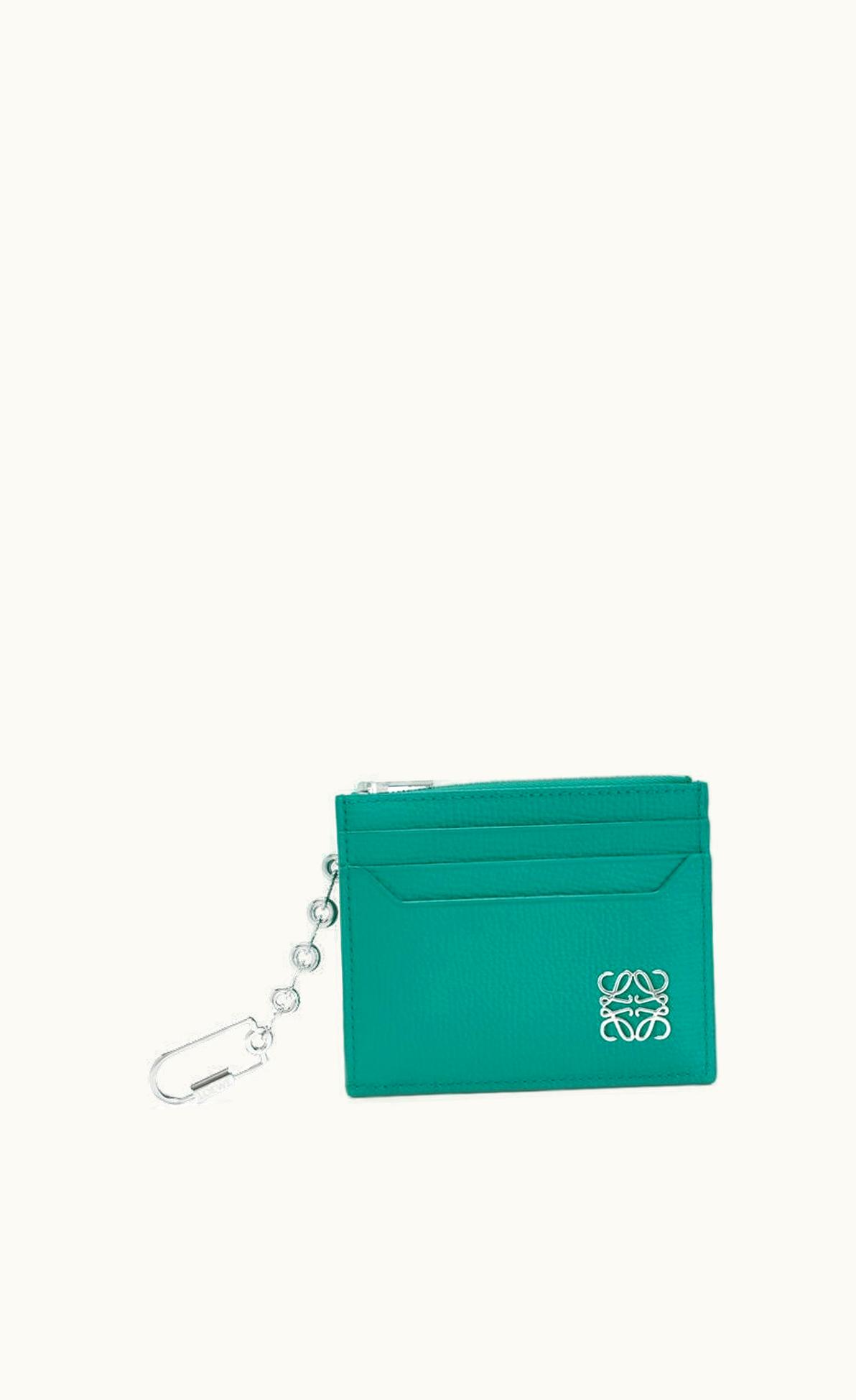 Loewe Anagram Square Cardholder In Pebble Grain Calfskin With Chain UZ0130271