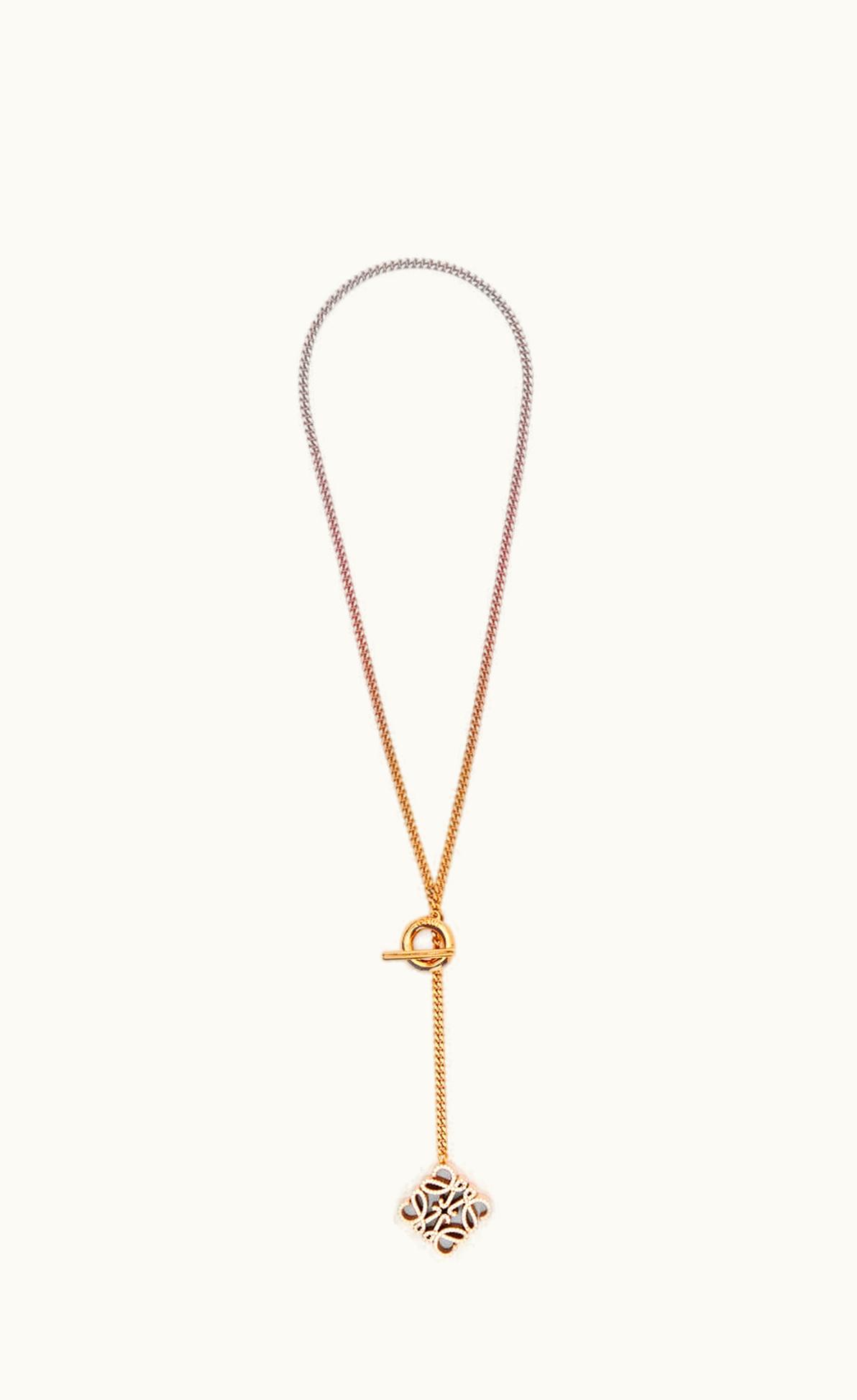 Loewe Pave Anagram Necklace In Sterling Silver And Crystal