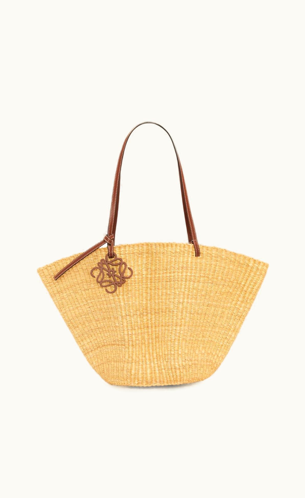 Loewe Shell Basket Bag In Elephant Grass And Calfskin