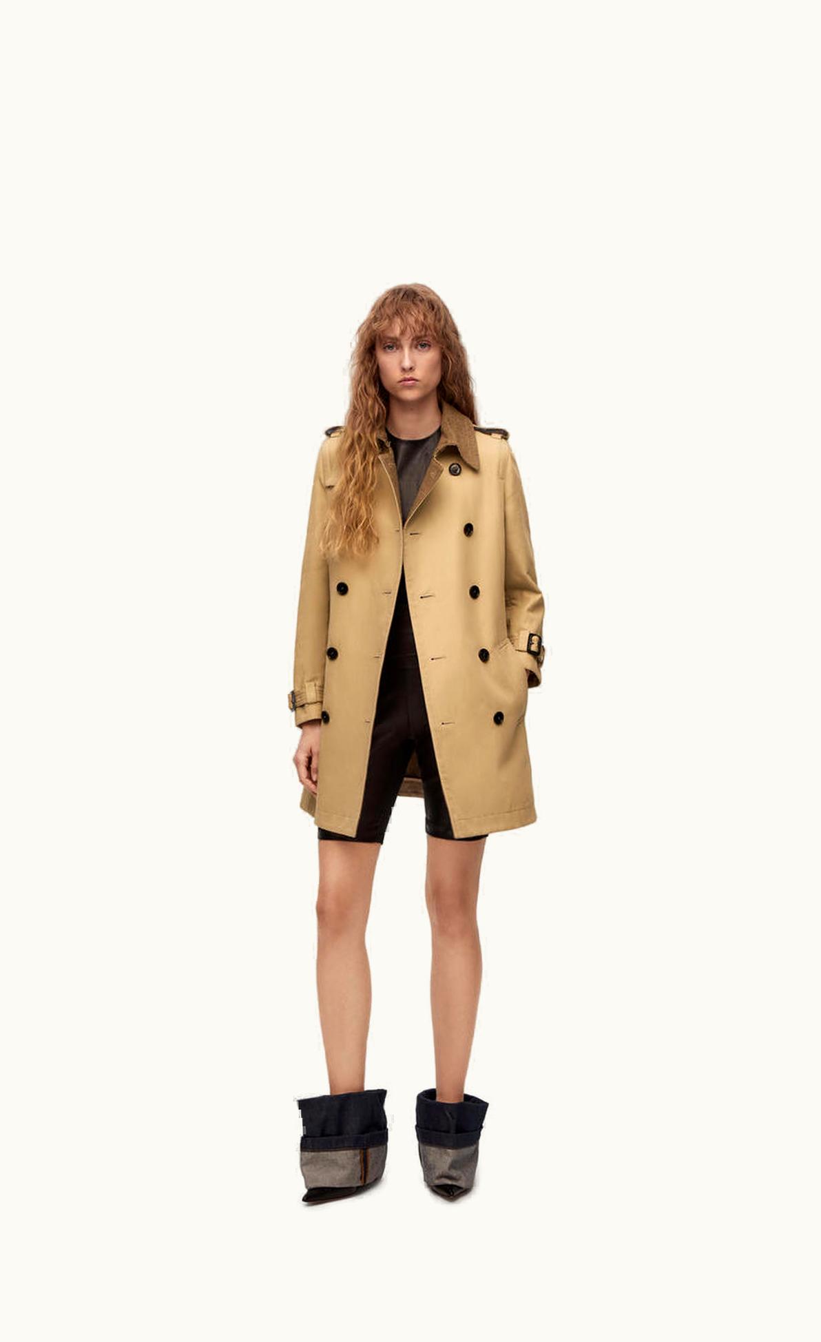 Loewe Short Trench Coat In Cotton, Linen And Cashmere
