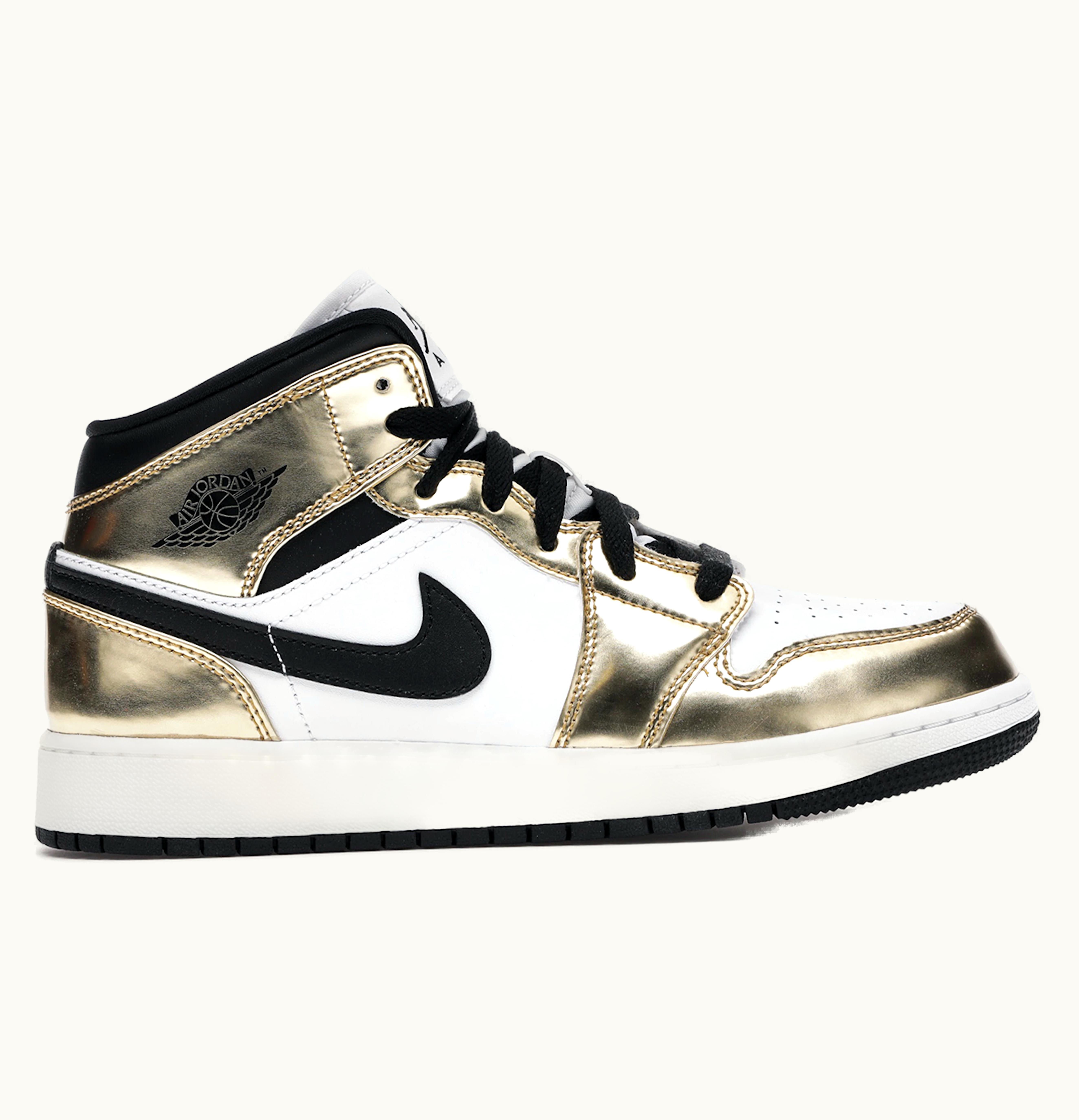 Jordan Air Jordan 1 Mid Metallic Gold Black White GS