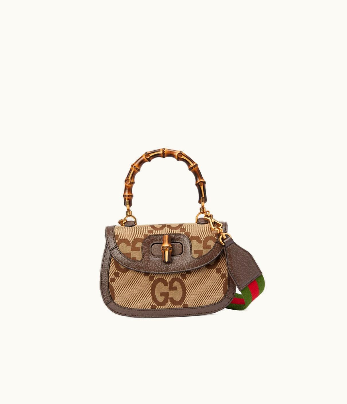 Gucci Bamboo 1947 Jumbo GG Small Top Handle Bag