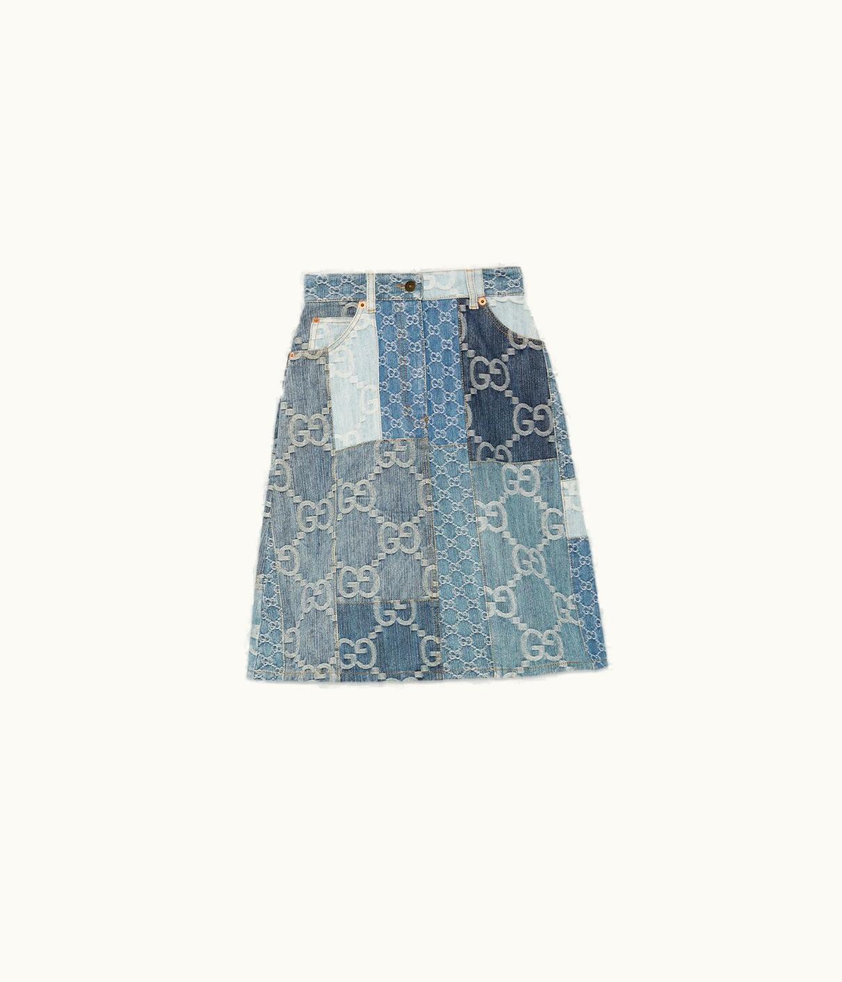 Gucci GG Denim Patchwork Skirt