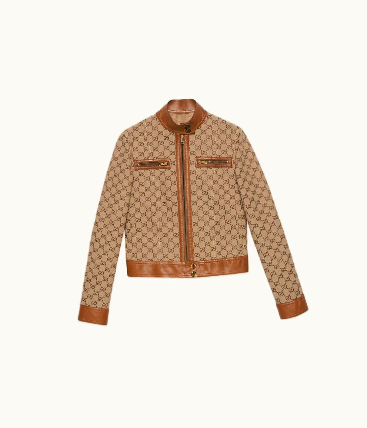 Gucci GG Canvas Jacket With Leather Trim