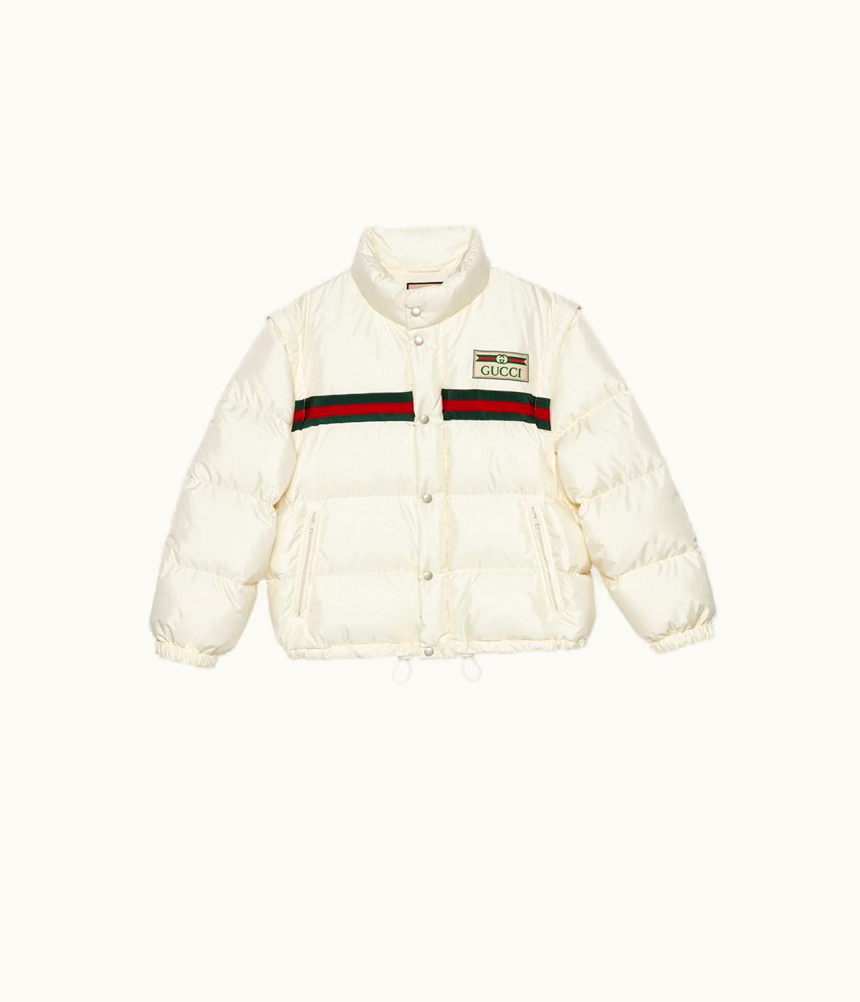 Gucci Padded Nylon Bomber Jacket With Web