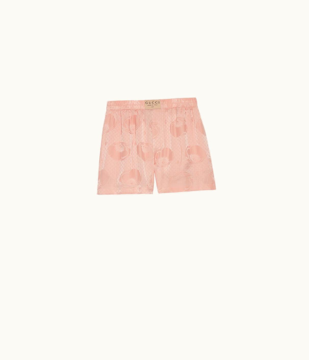 Gucci Poppies And Interlocking G Silk Shorts