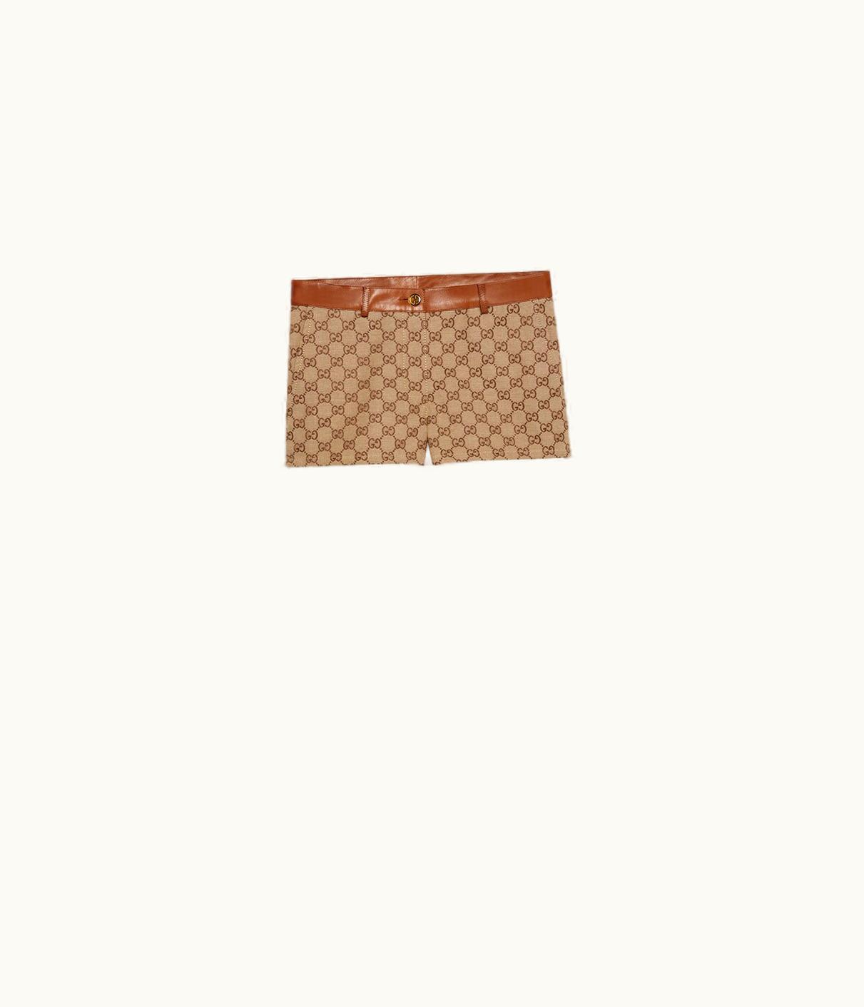 Gucci GG Canvas Shorts With Leather Trim
