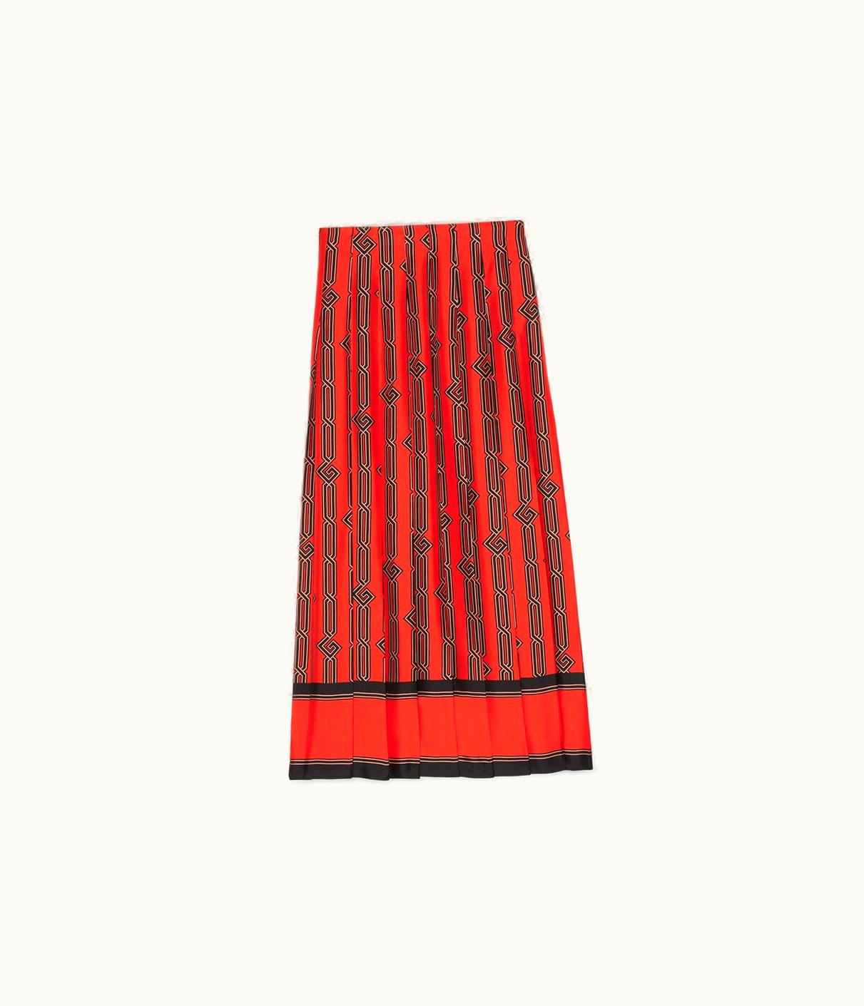 Gucci Square G Chain Print Silk Skirt
