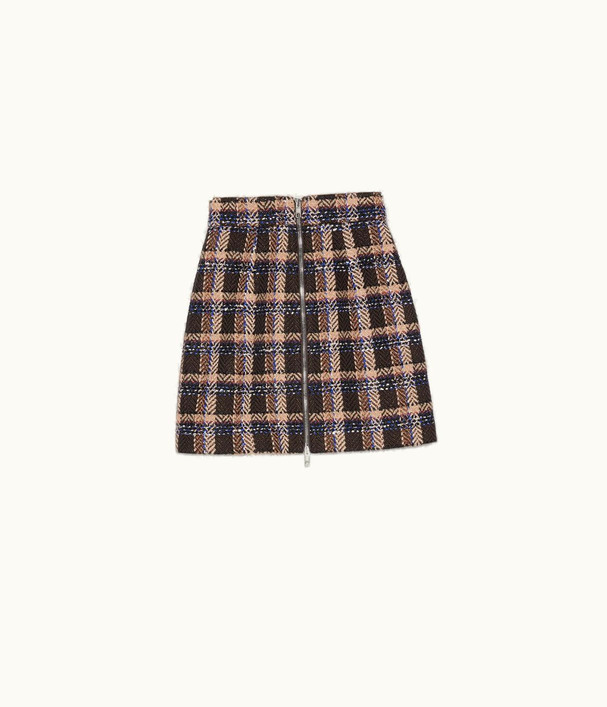 Gucci Tartan Tweed Wool Mini Skirt