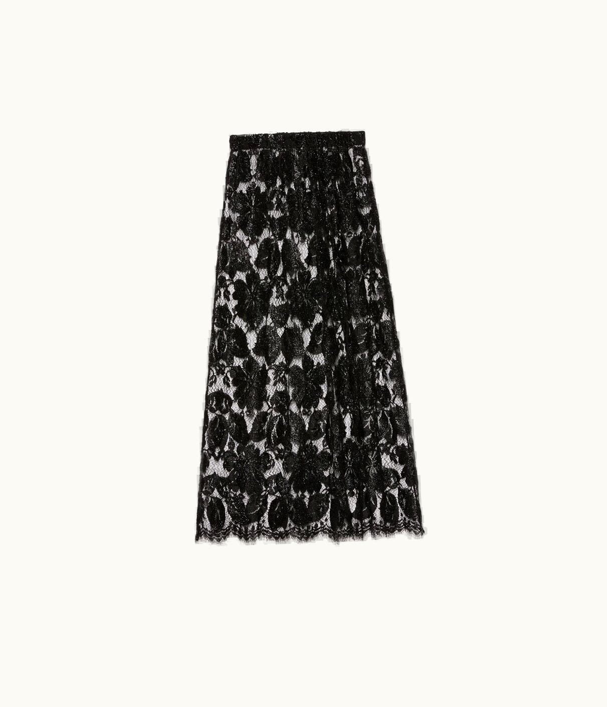Gucci Crystal Embroidery Floral Lace Skirt
