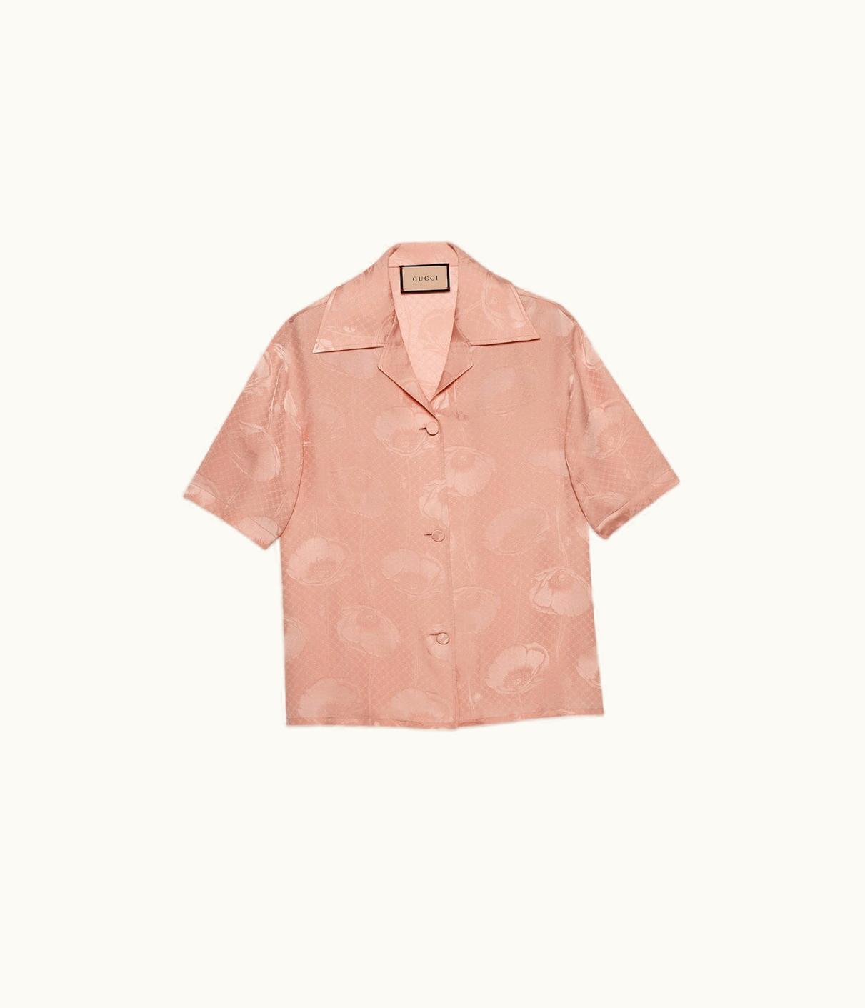 Gucci Poppies And Interlocking G Silk Shirt